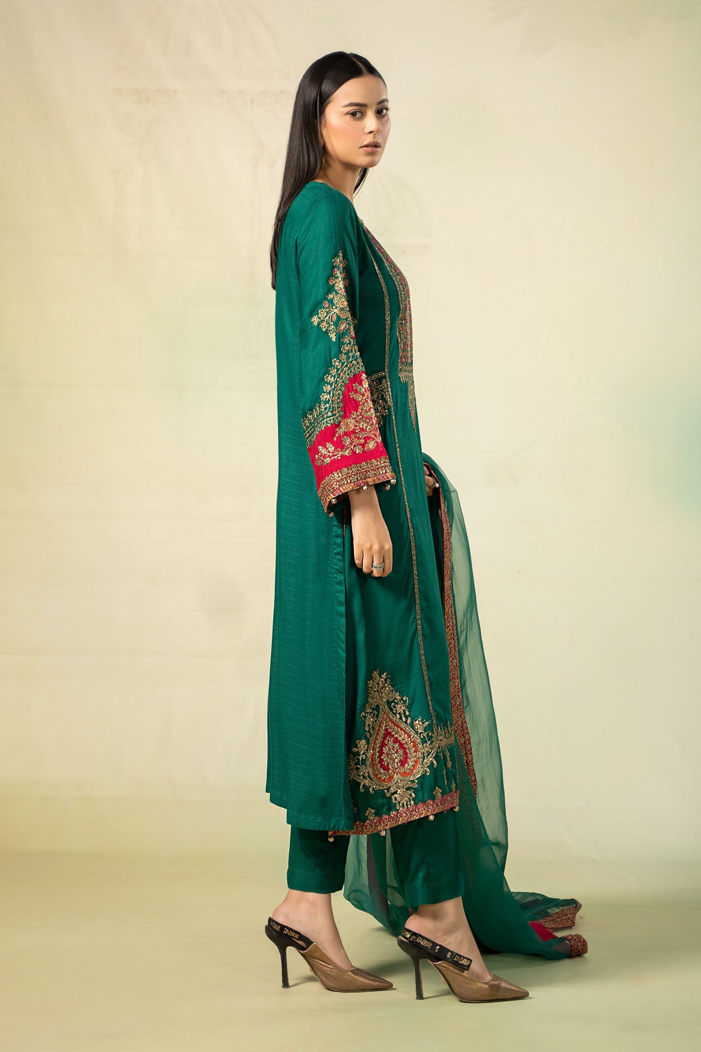 3 Piece Embroidered Linen Suit
