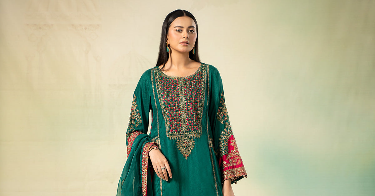 3 Piece Embroidered Linen Suit