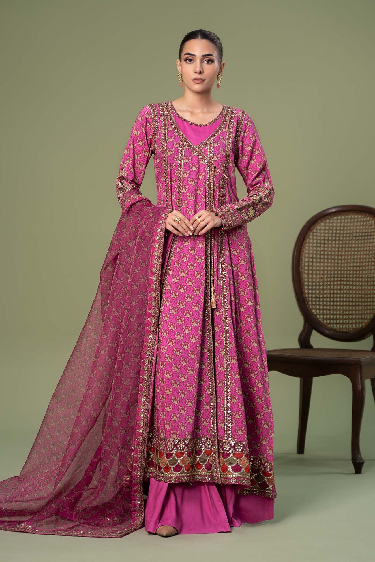 3 Piece Embroidered Linen Suit