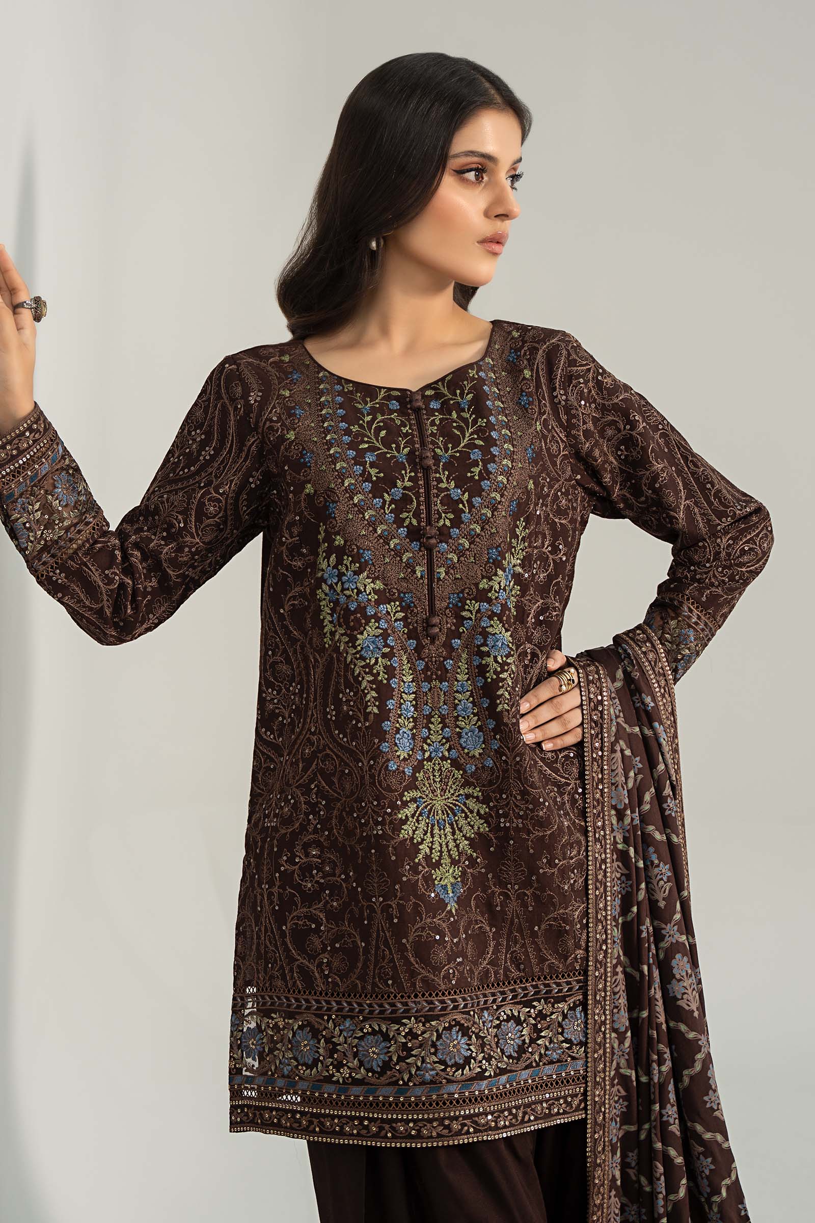 3 Piece Embroidered Khaddar Suit