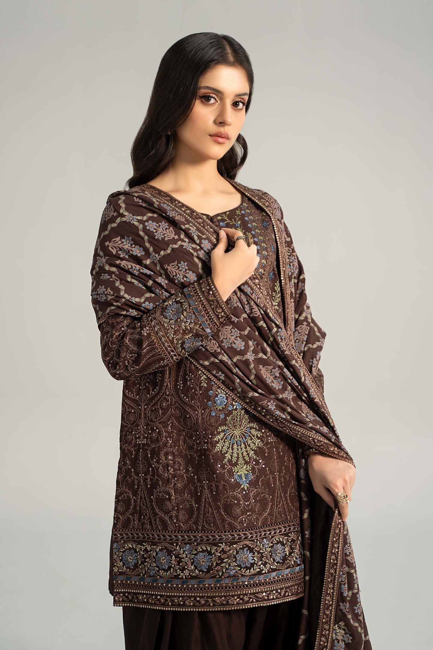 3 Piece Embroidered Khaddar Suit