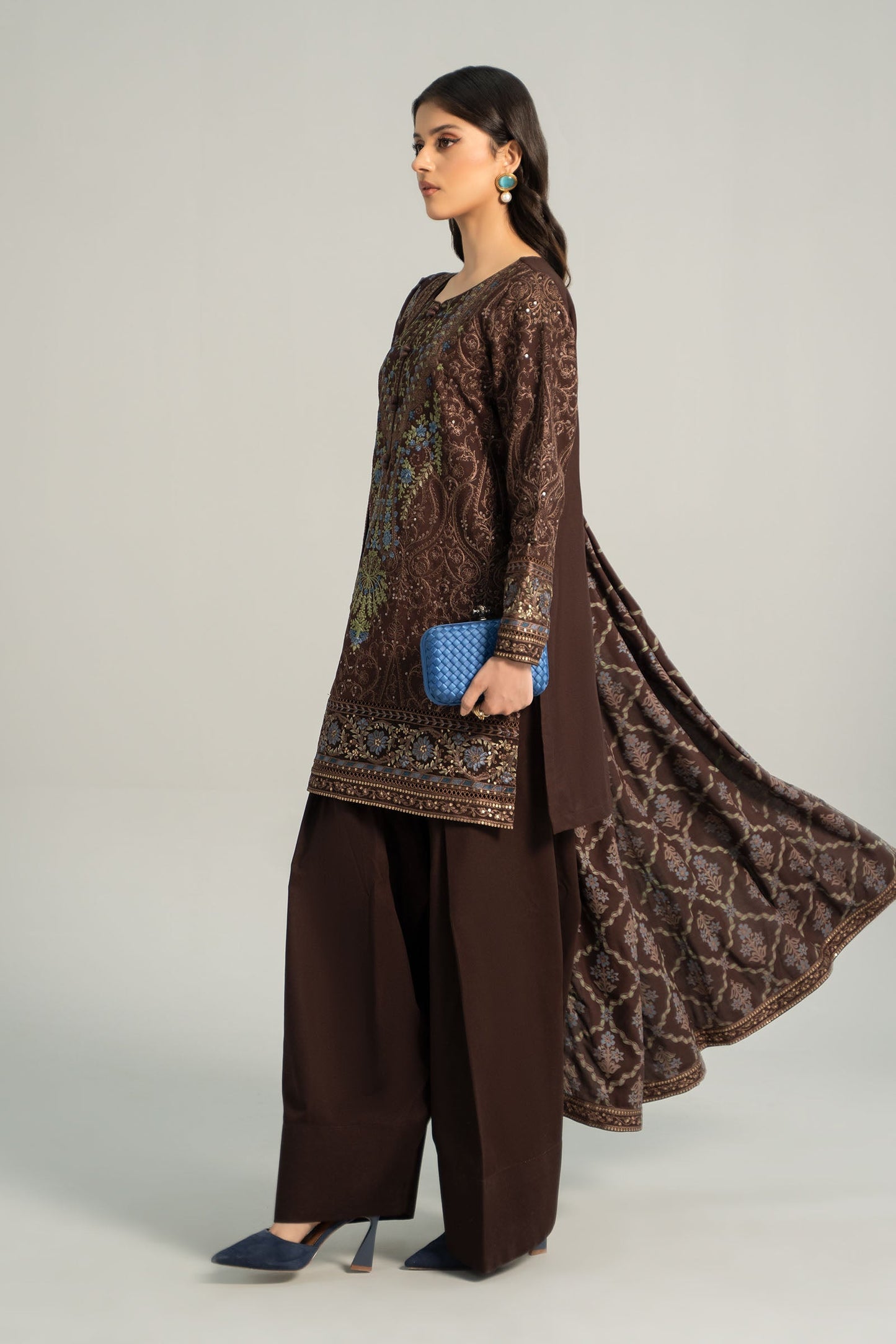 3 Piece Embroidered Khaddar Suit