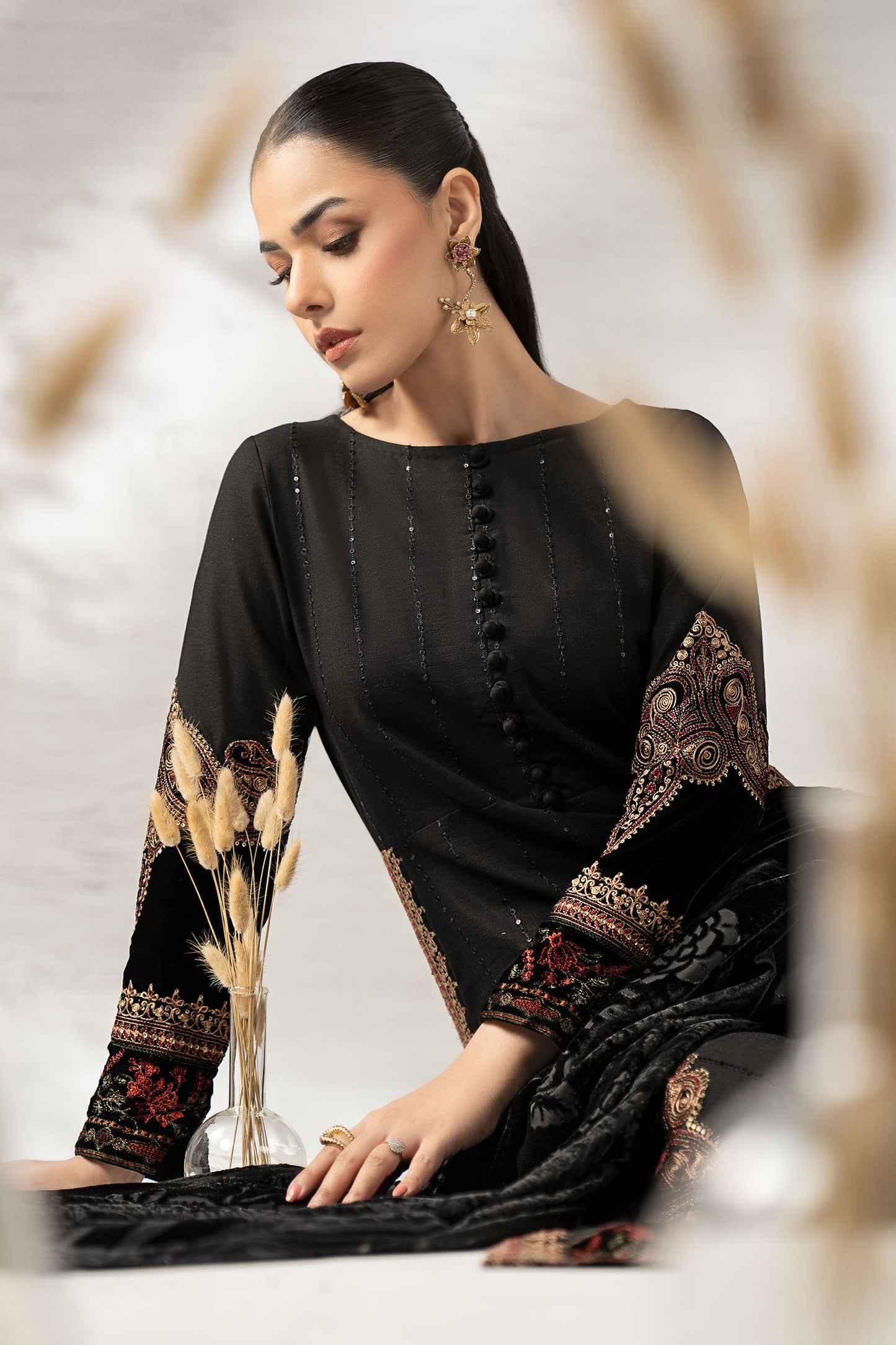 3 Piece Embroidered Khaddar Suit