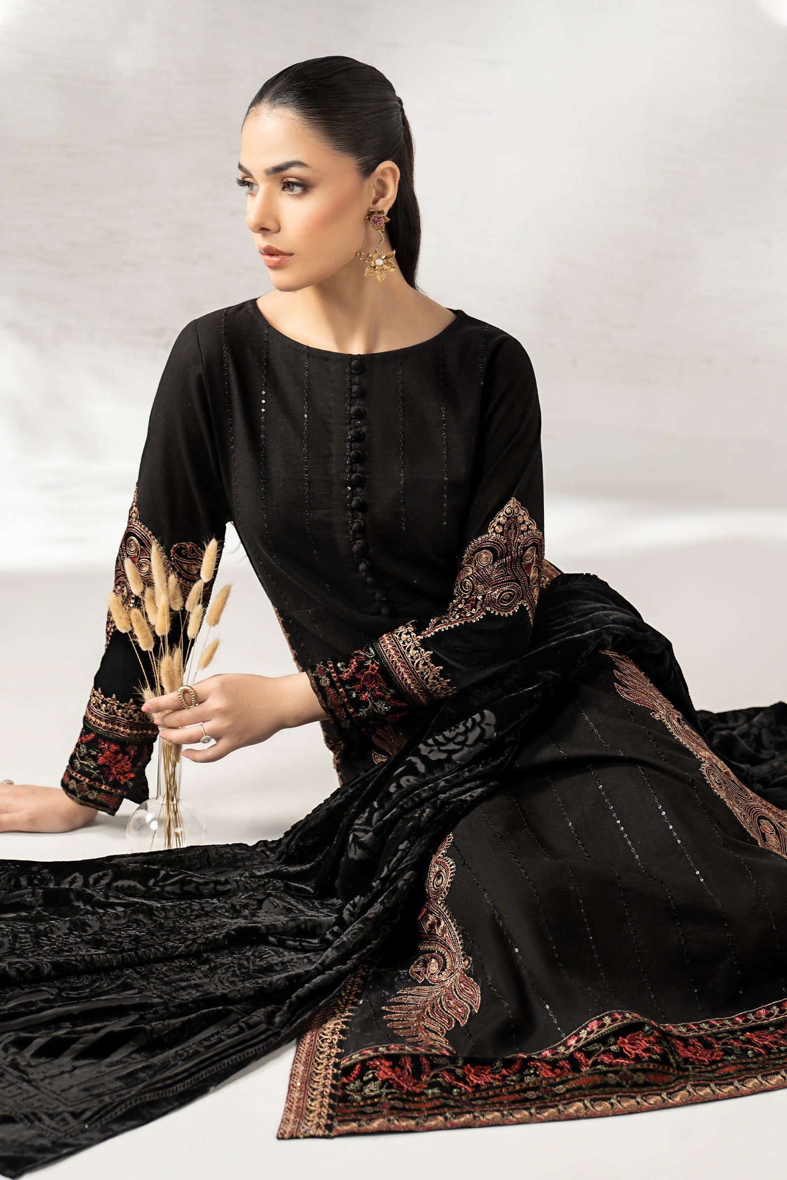 3 Piece Embroidered Khaddar Suit