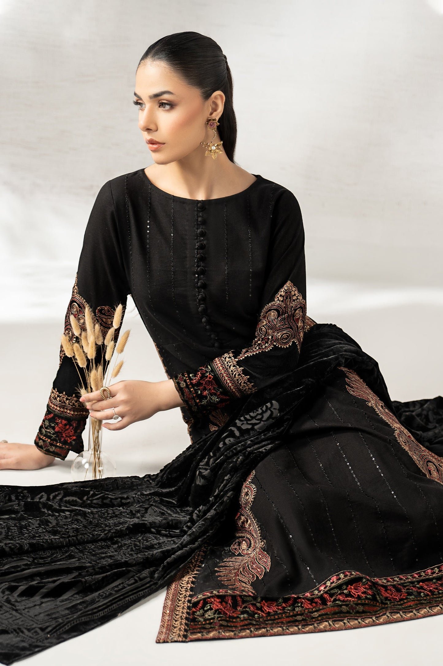 3 Piece Embroidered Khaddar Suit