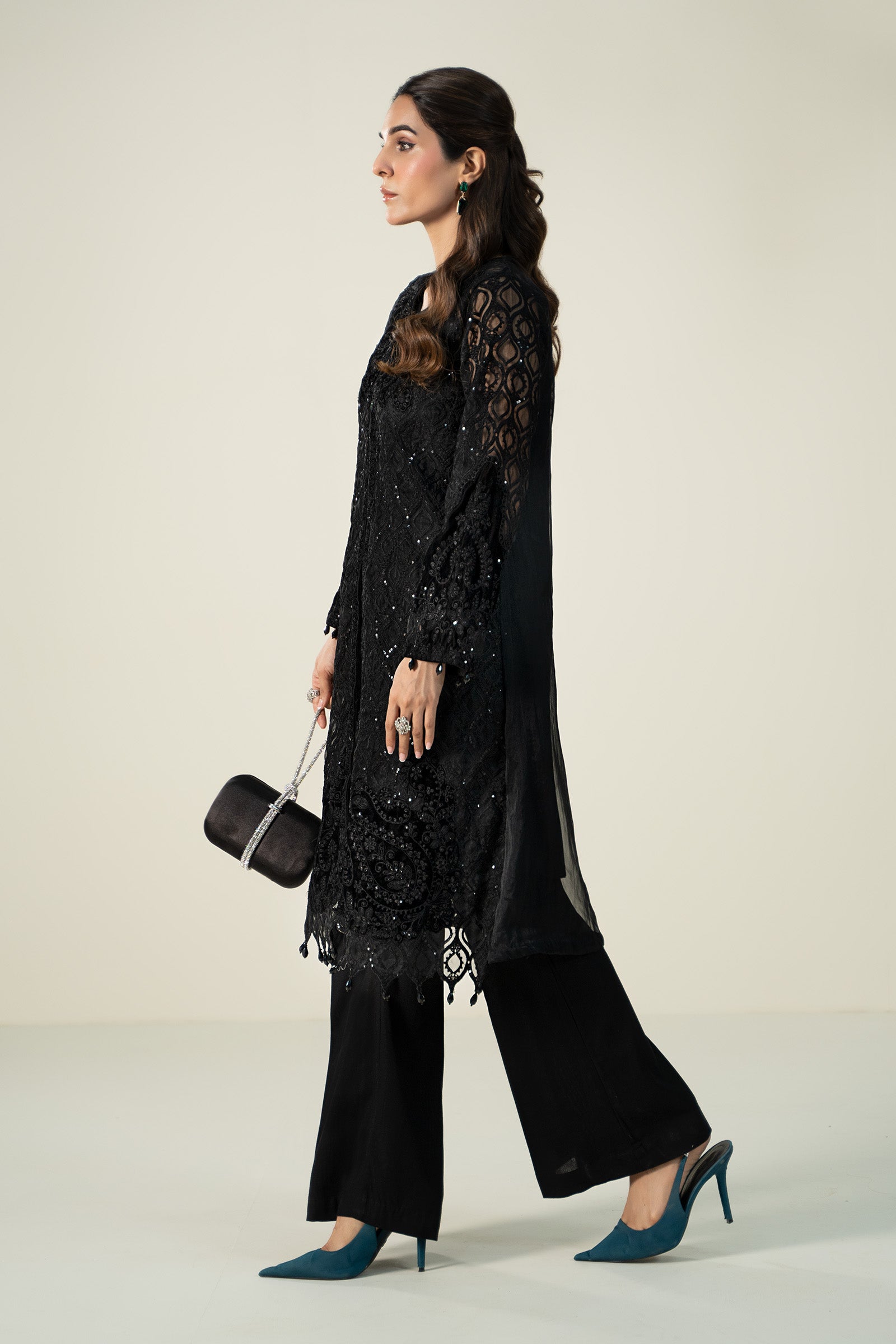 3 Piece Embroidered Organza Suit