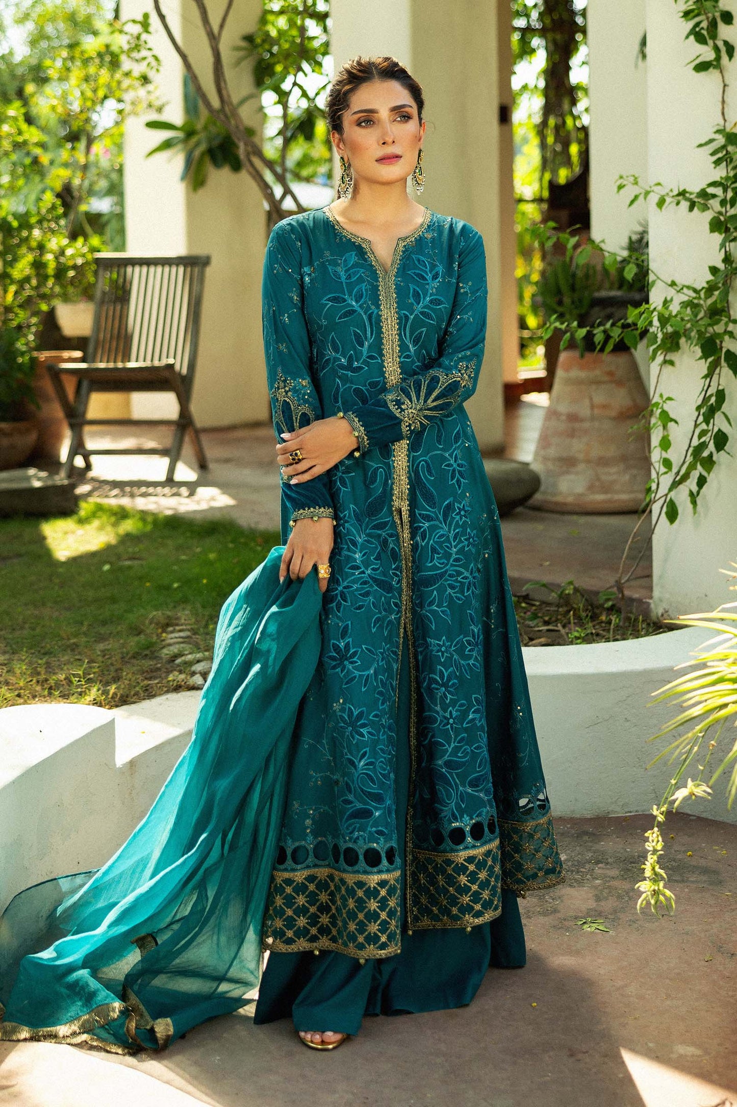 3 Piece Embroidered Plush Suit