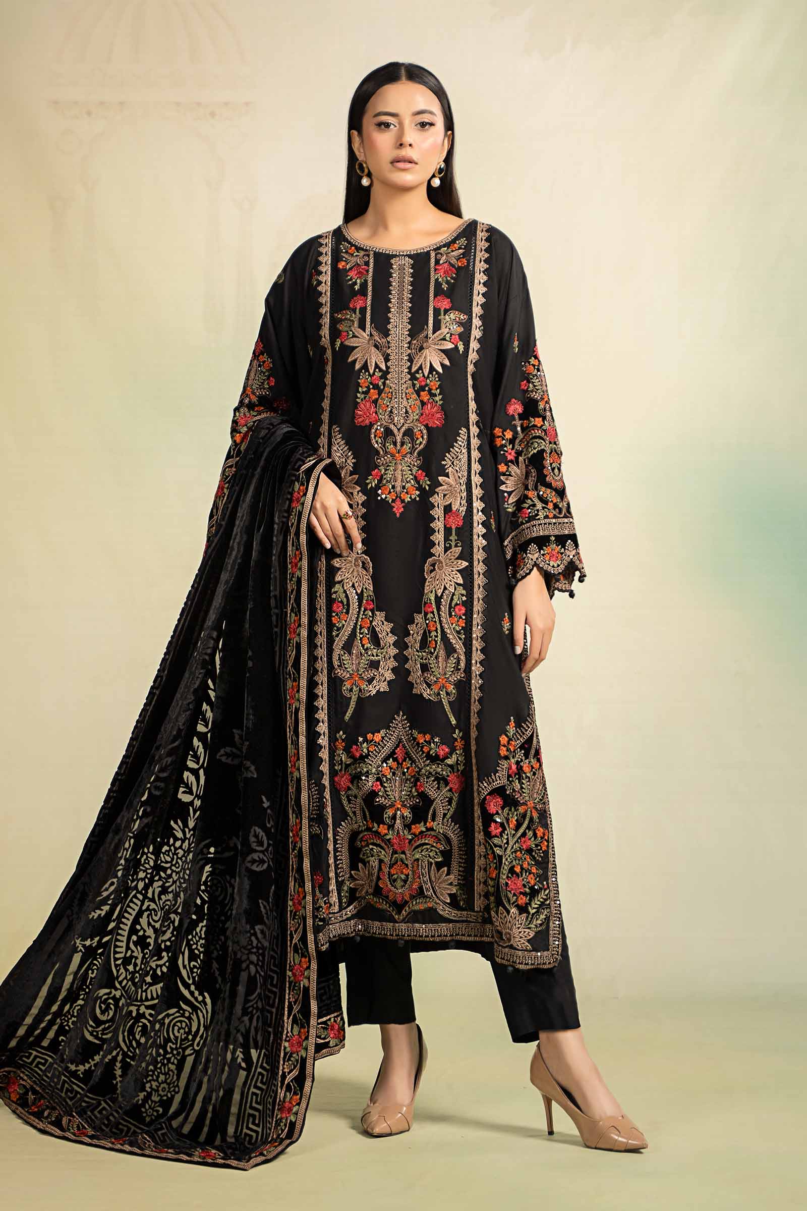 3 Piece Embroidered Linen Suit