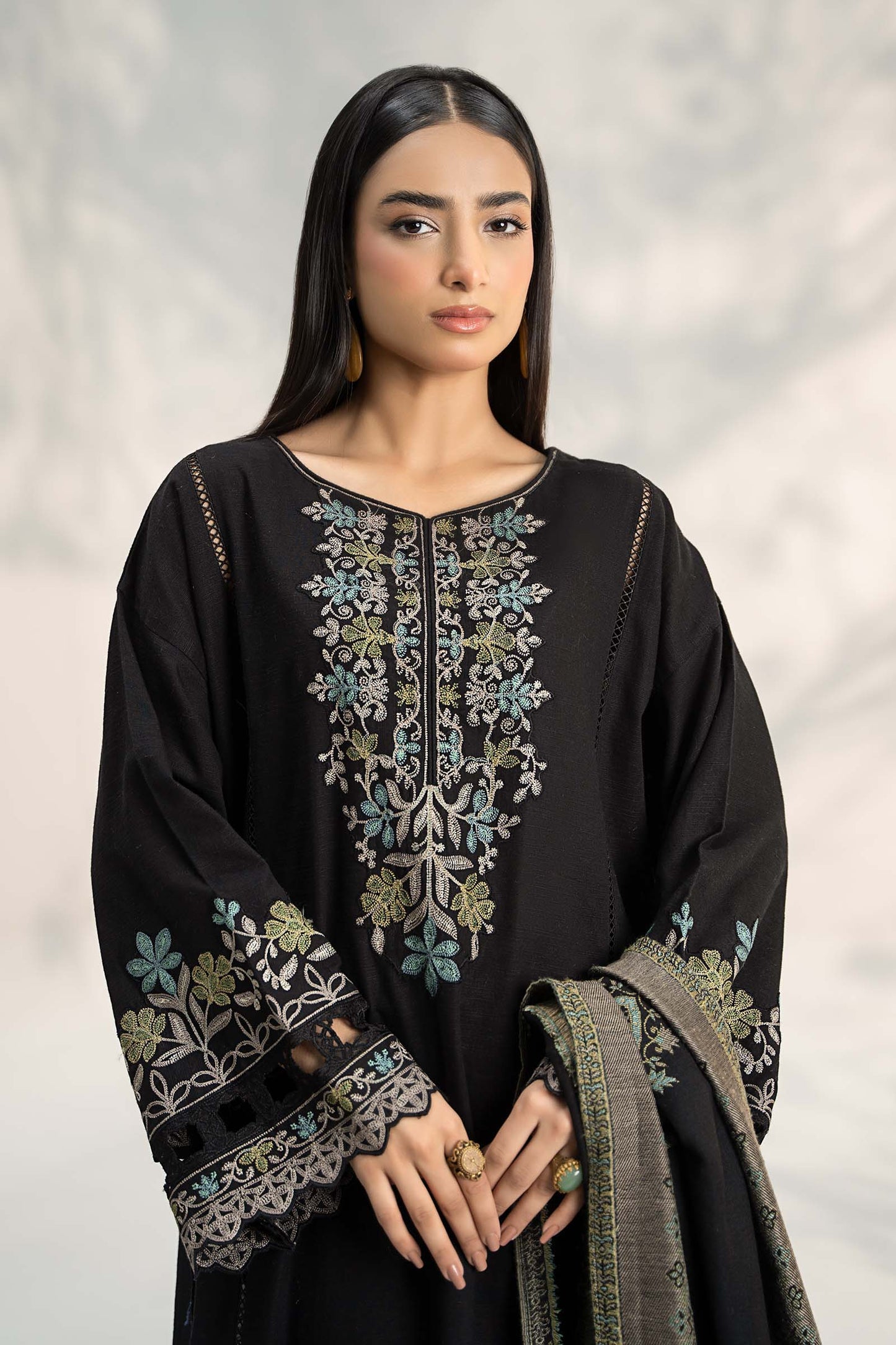 3 Piece Embroidered Khaddar Suit