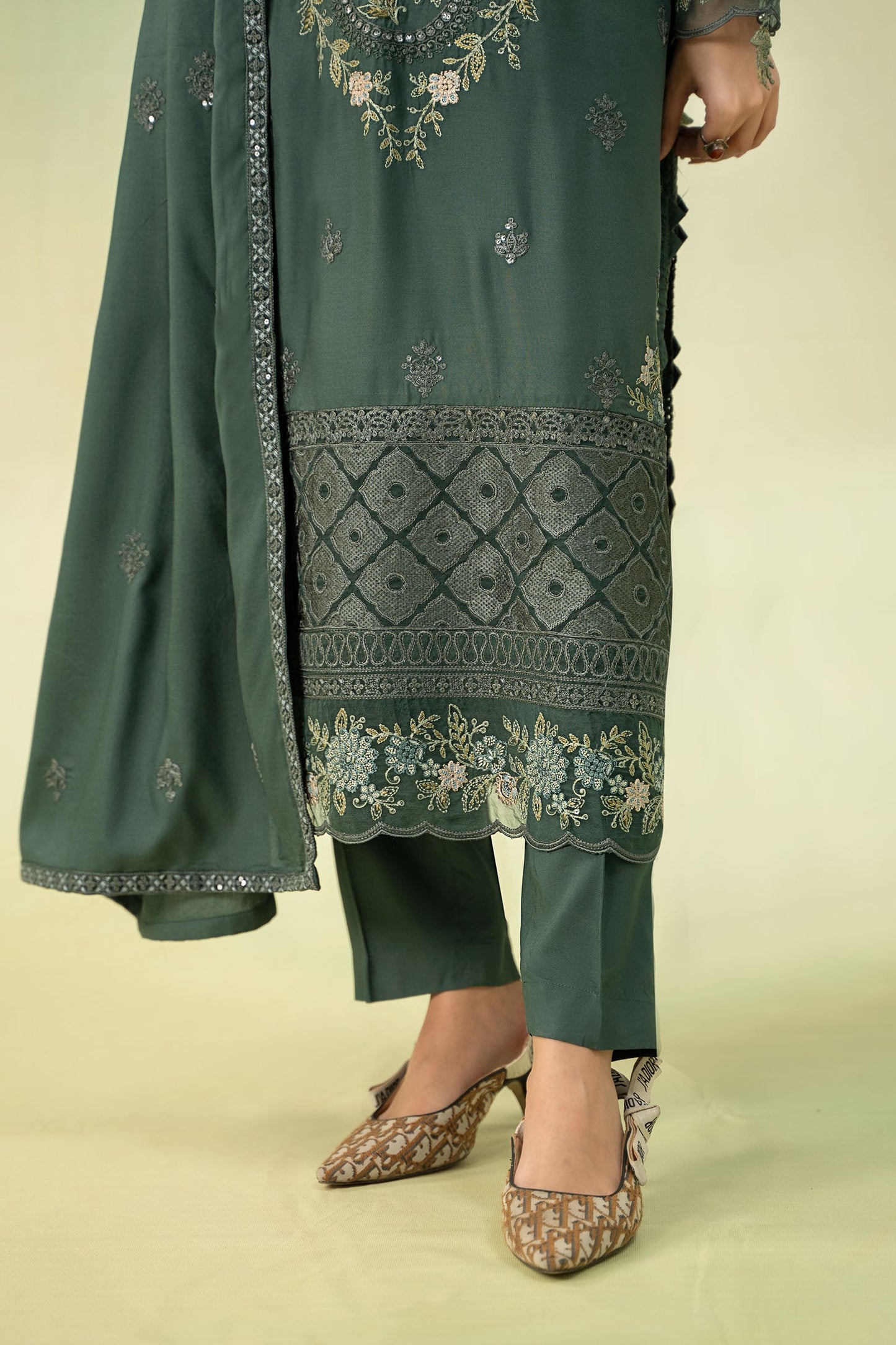3 Piece Embroidered Linen Suit