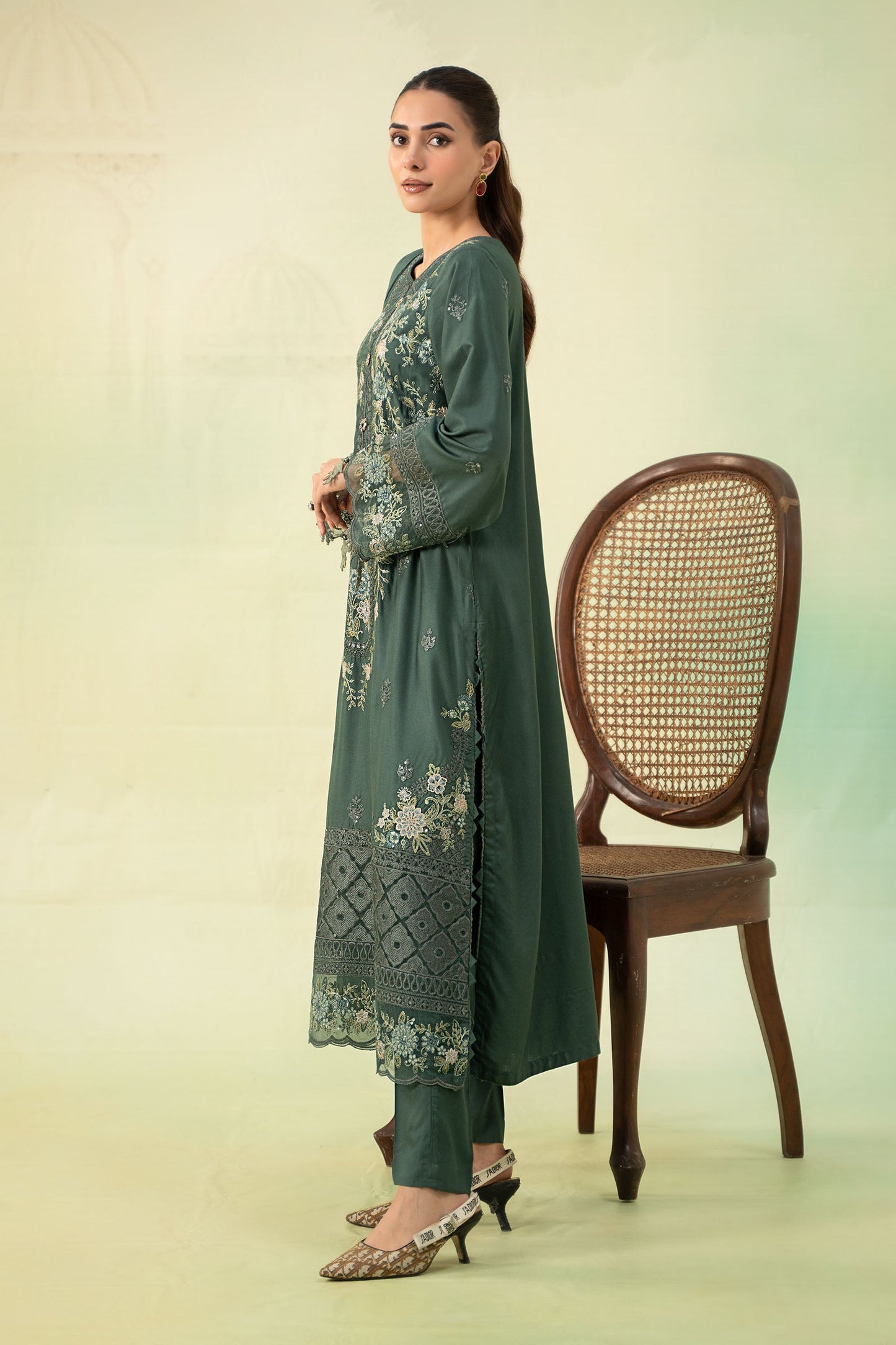 3 Piece Embroidered Linen Suit