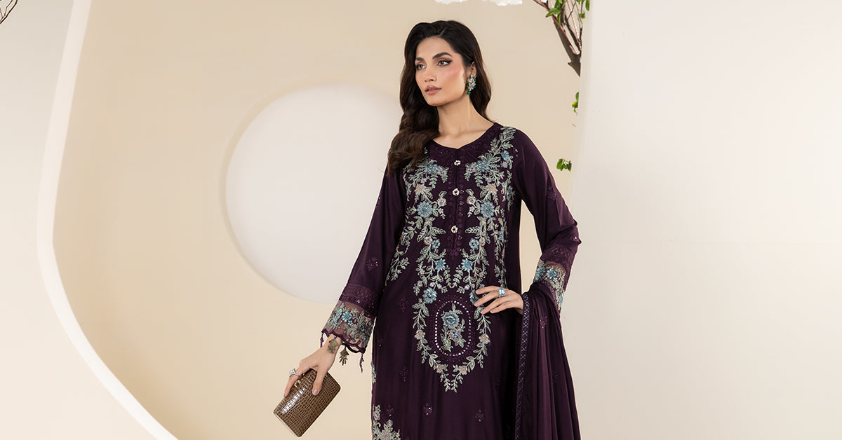 3 Piece Embroidered Linen Suit