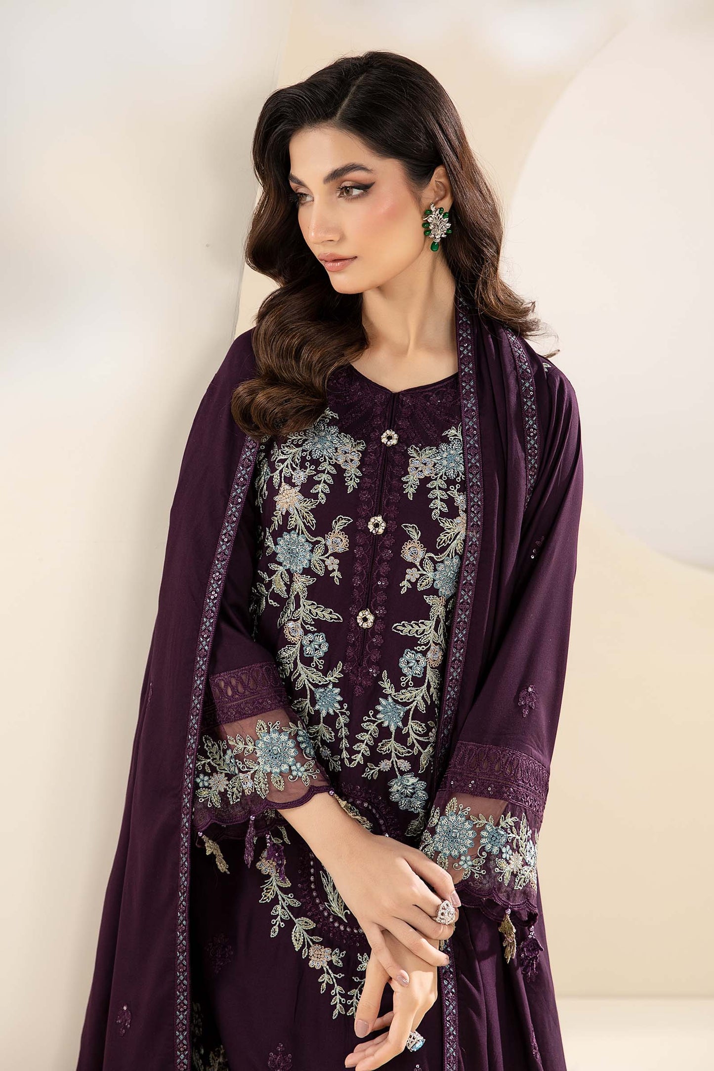 3 Piece Embroidered Linen Suit