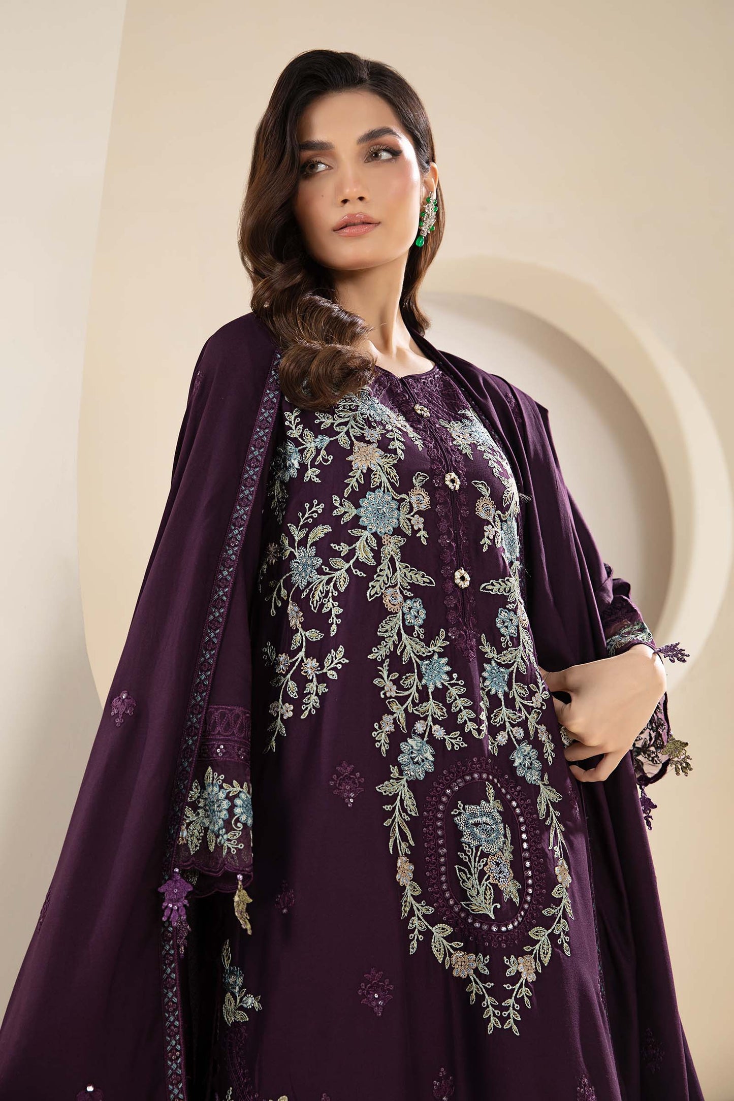 3 Piece Embroidered Linen Suit