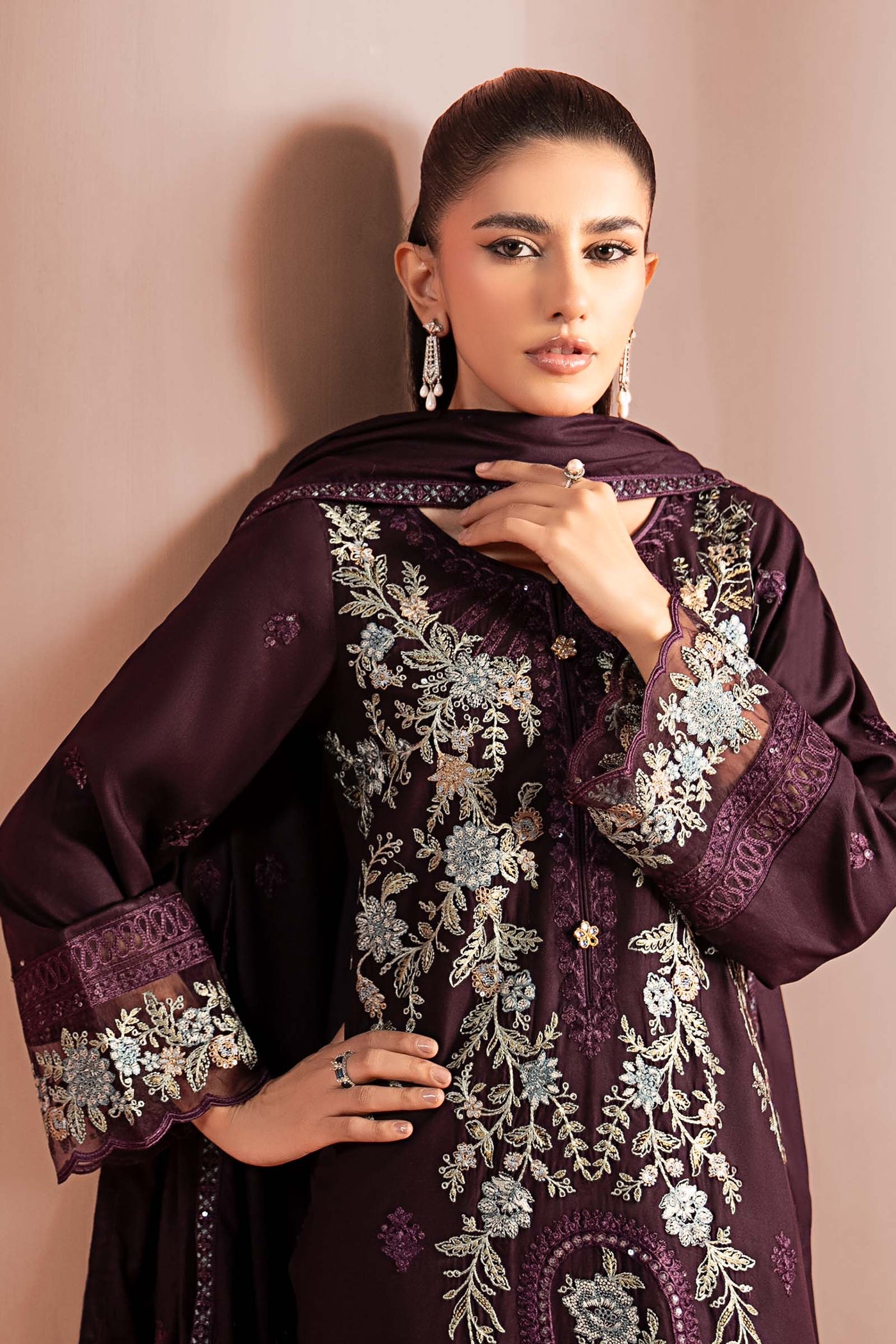 3 Piece Embroidered Linen Suit