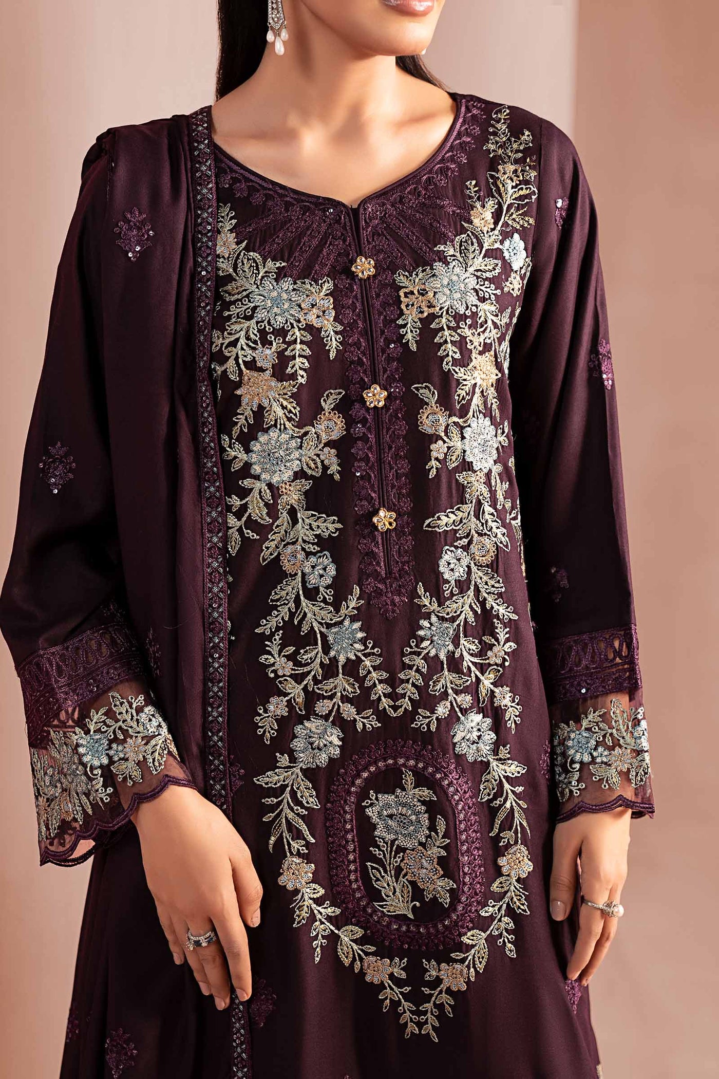 3 Piece Embroidered Linen Suit