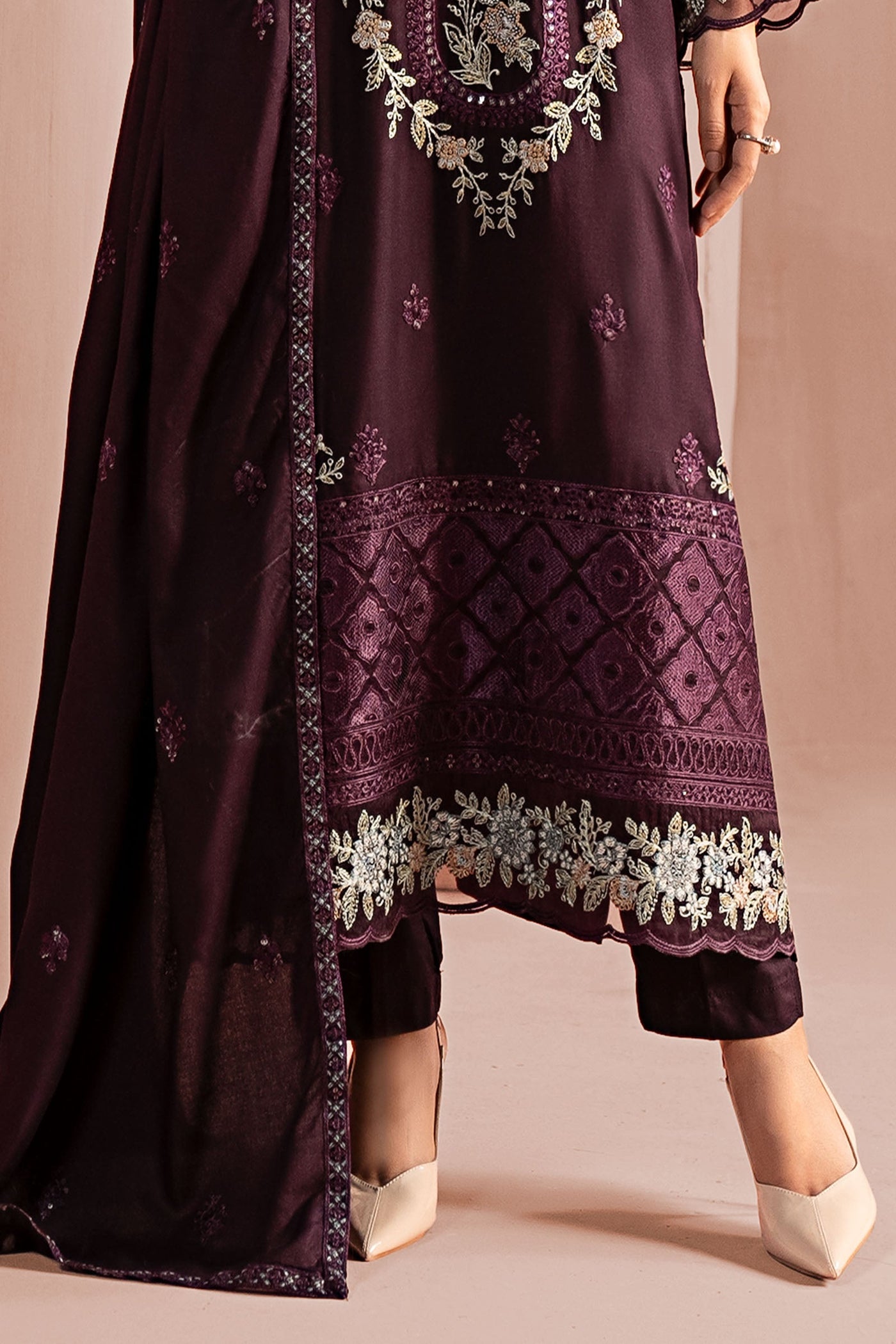 3 Piece Embroidered Linen Suit