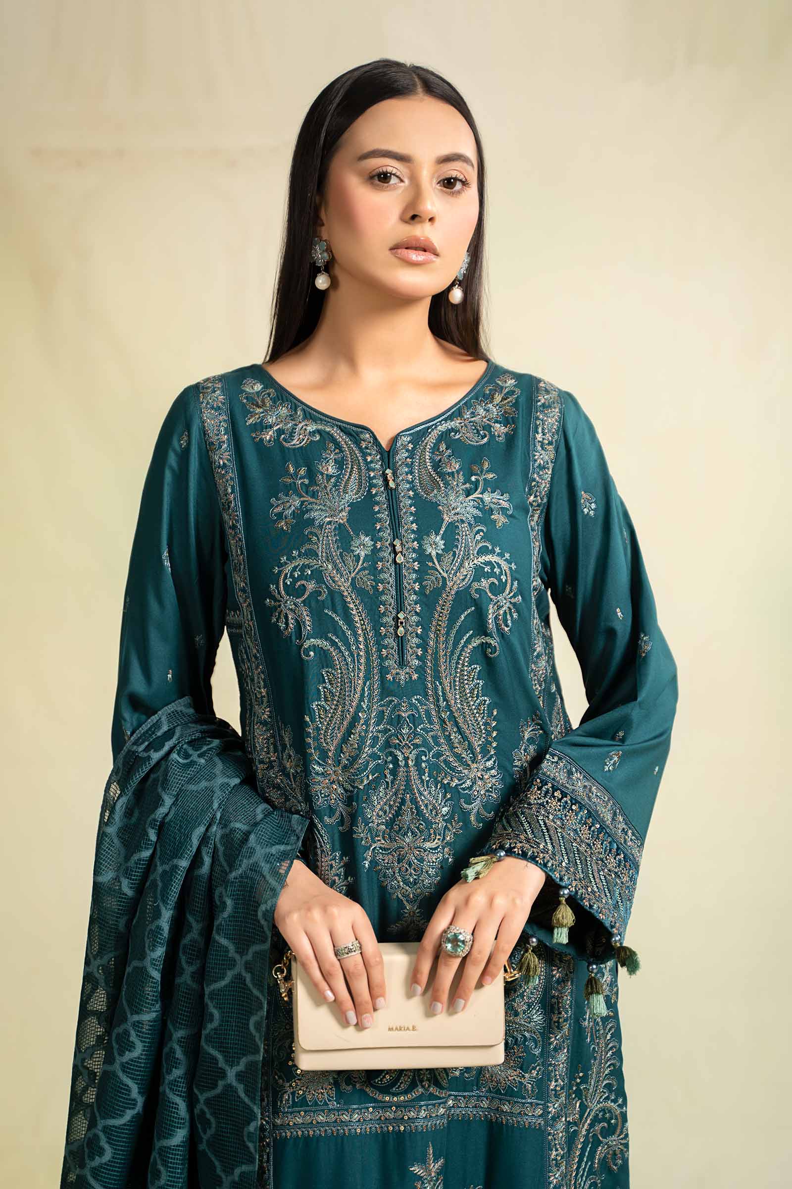 3 Piece Embroidered Linen Suit