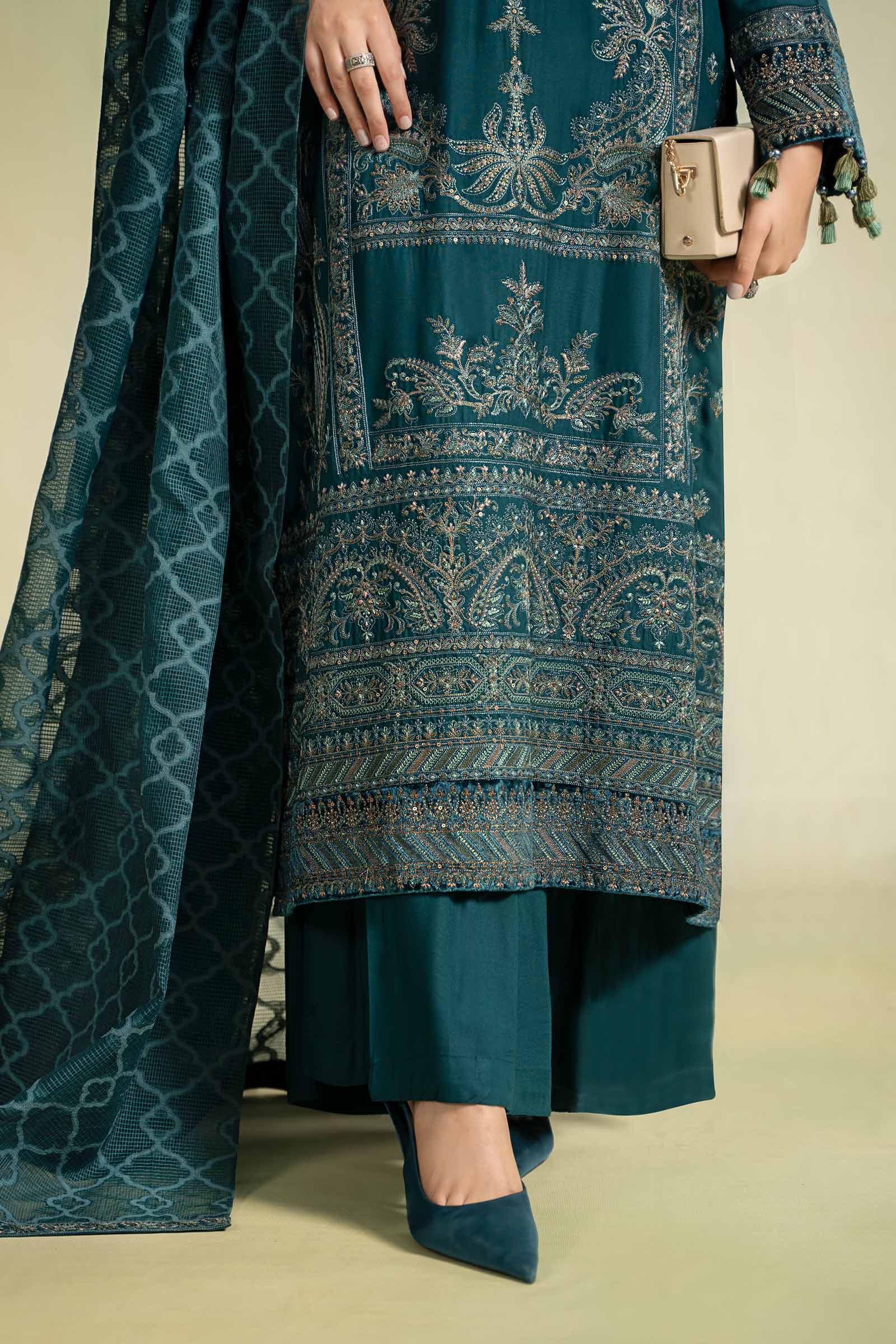 3 Piece Embroidered Linen Suit