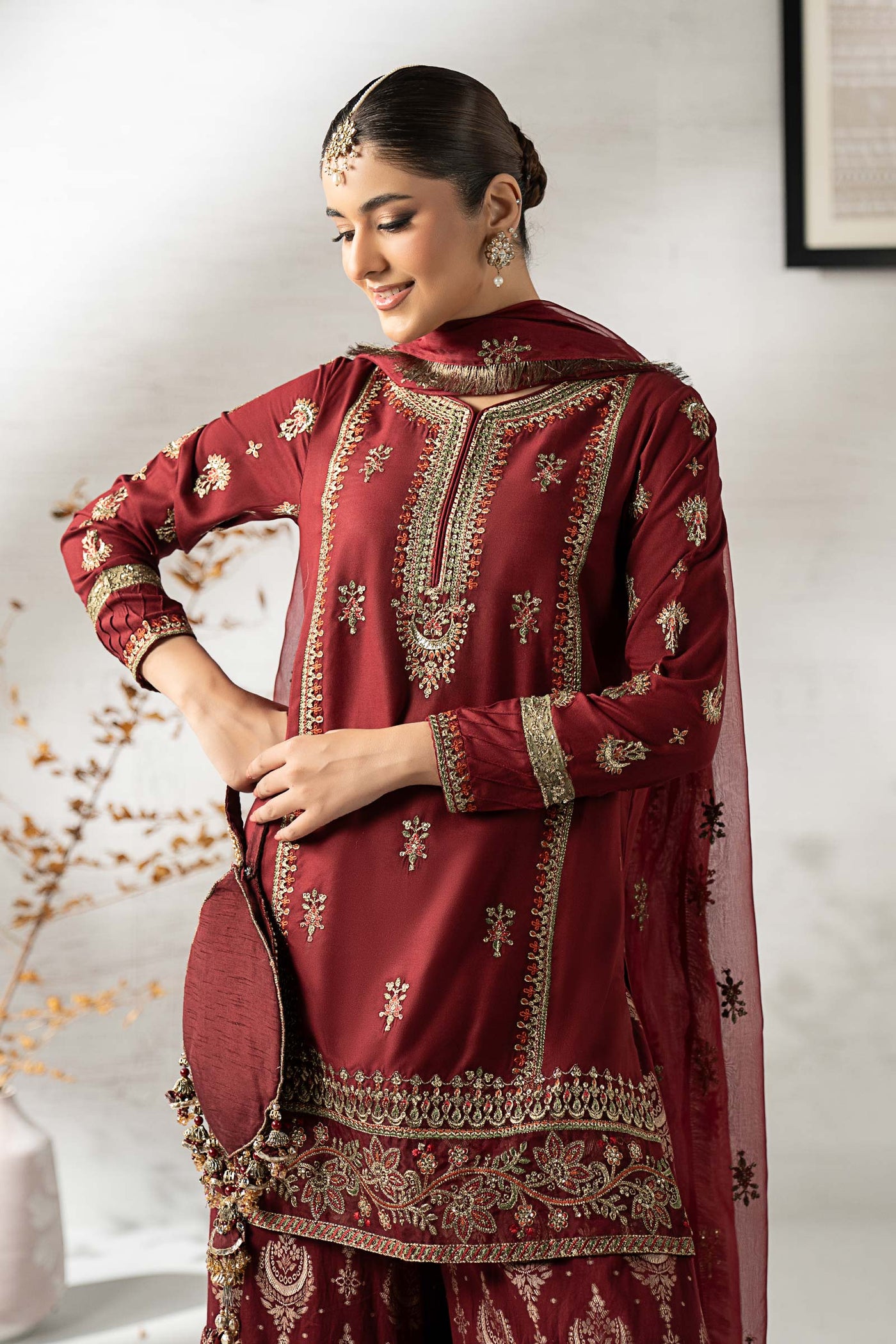 3 Piece Embroidered Linen Suit