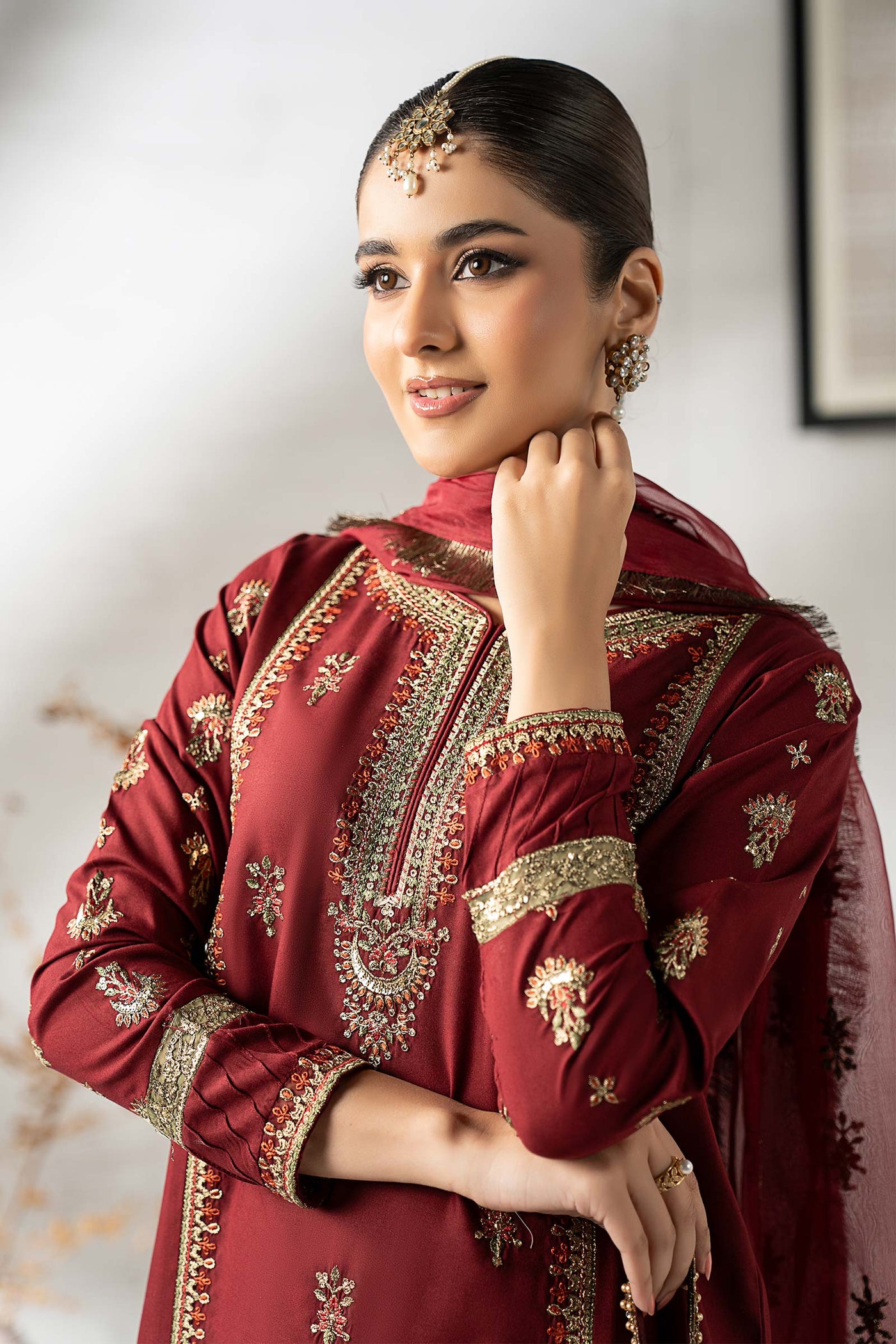 3 Piece Embroidered Linen Suit