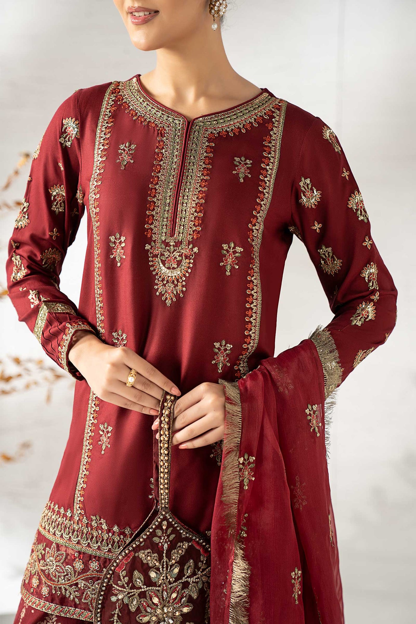 3 Piece Embroidered Linen Suit