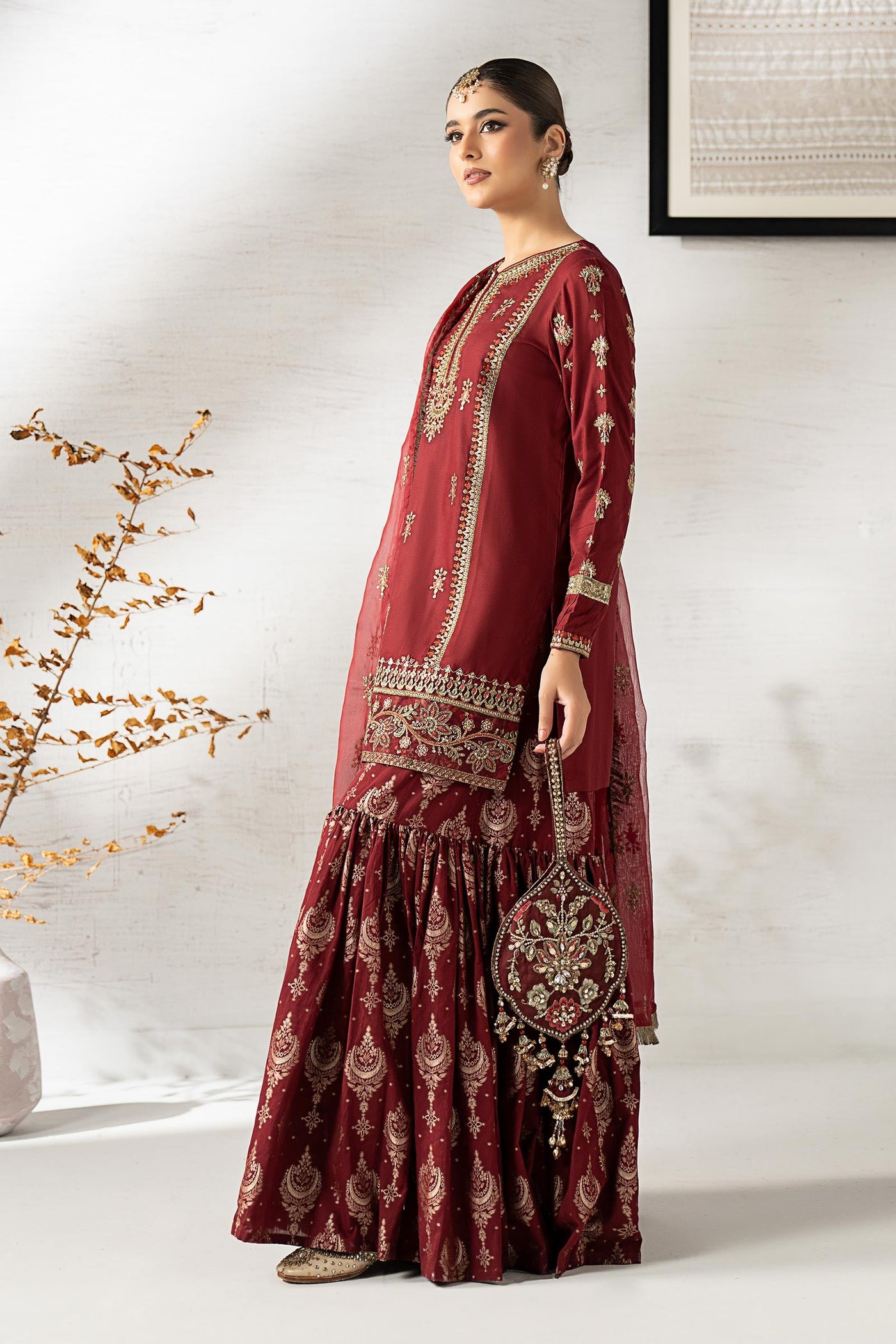 3 Piece Embroidered Linen Suit