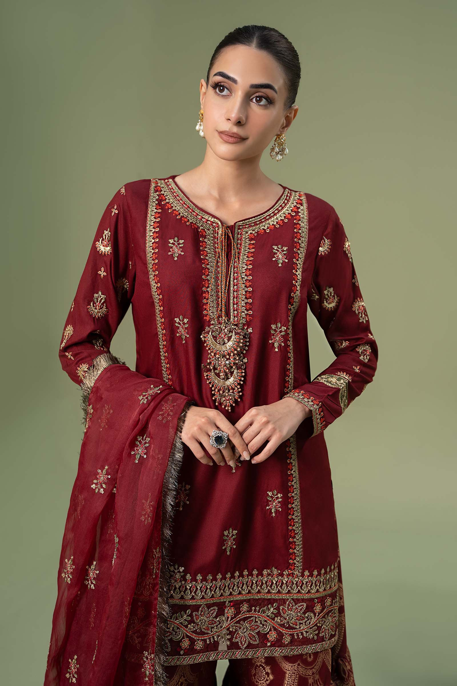 3 Piece Embroidered Linen Suit