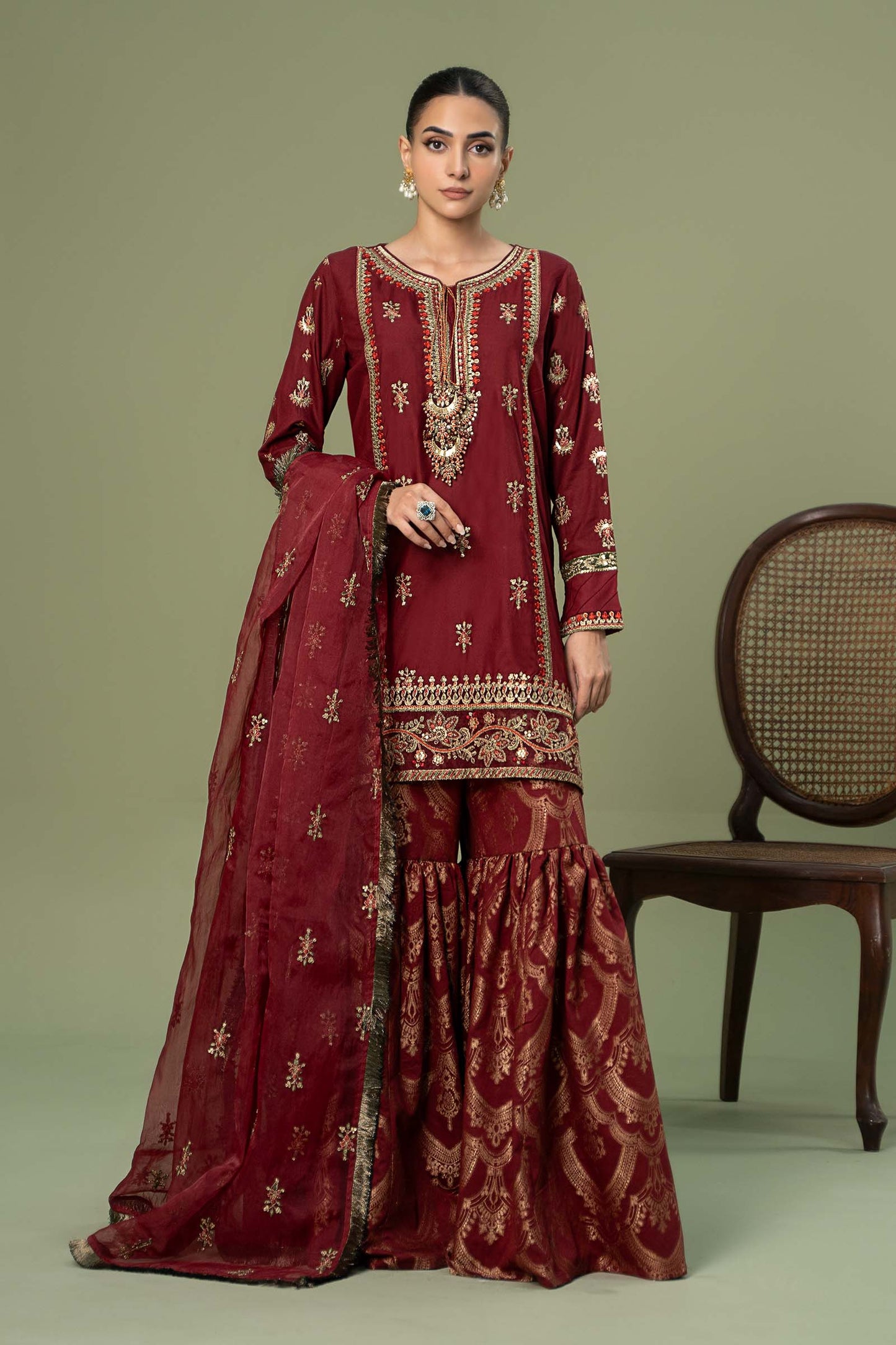 3 Piece Embroidered Linen Suit