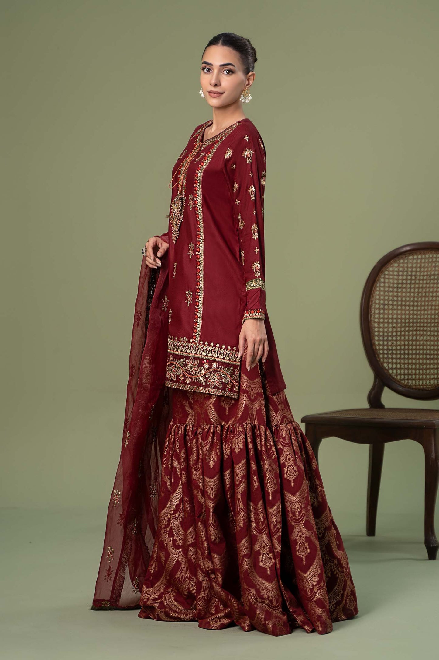 3 Piece Embroidered Linen Suit