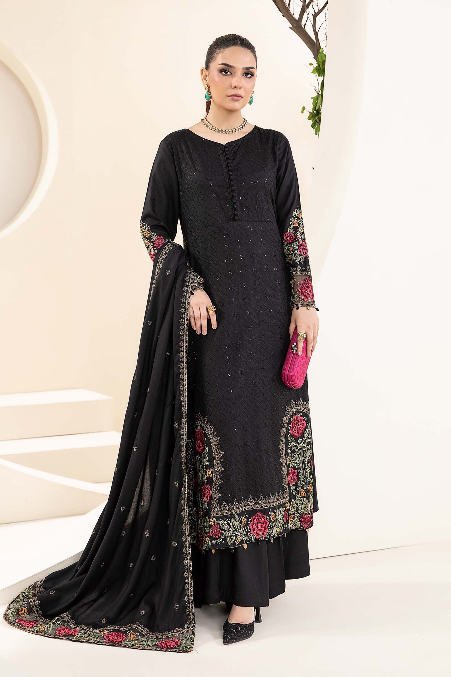 3 Piece Embroidered Linen Suit