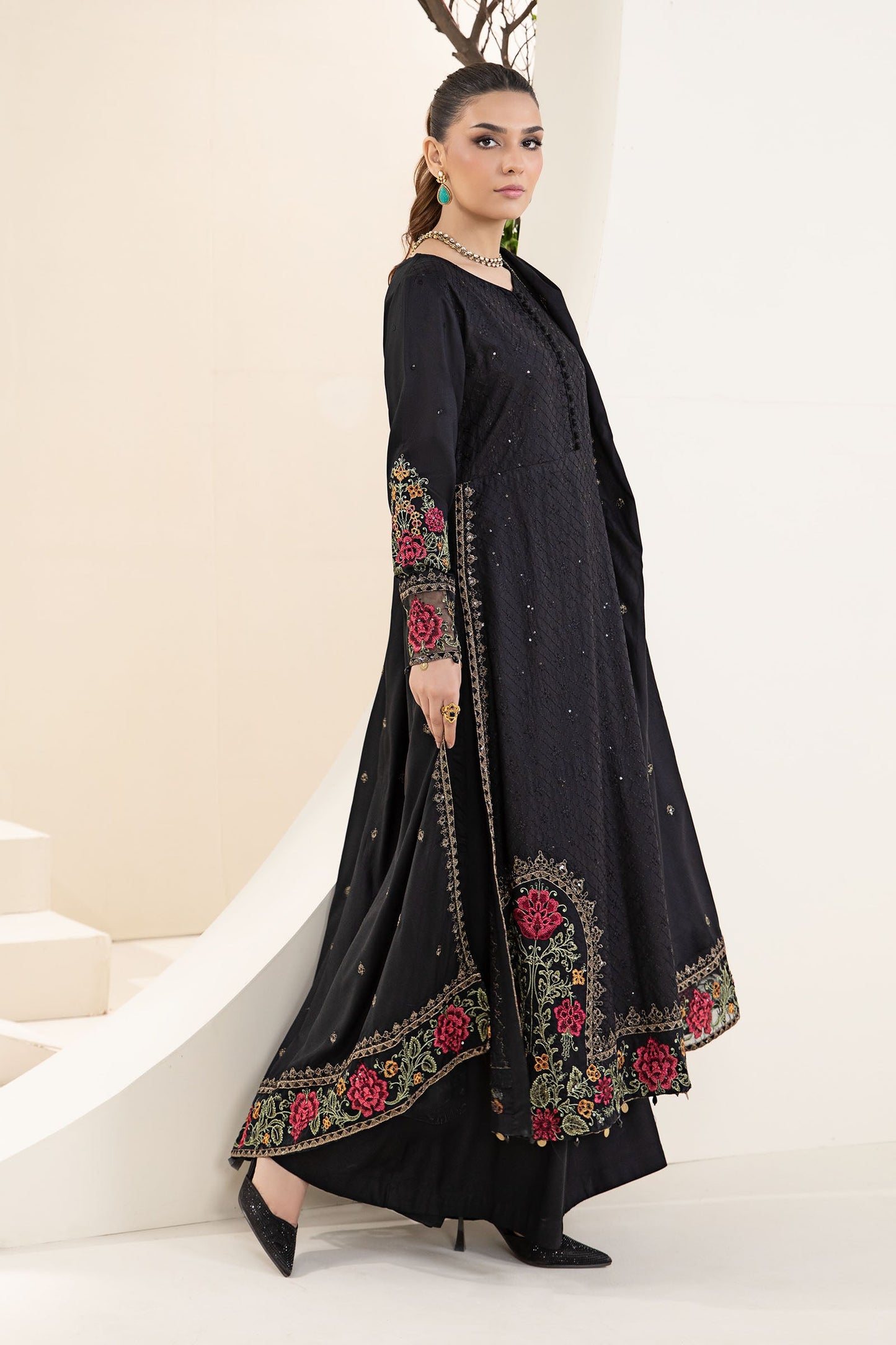 3 Piece Embroidered Linen Suit