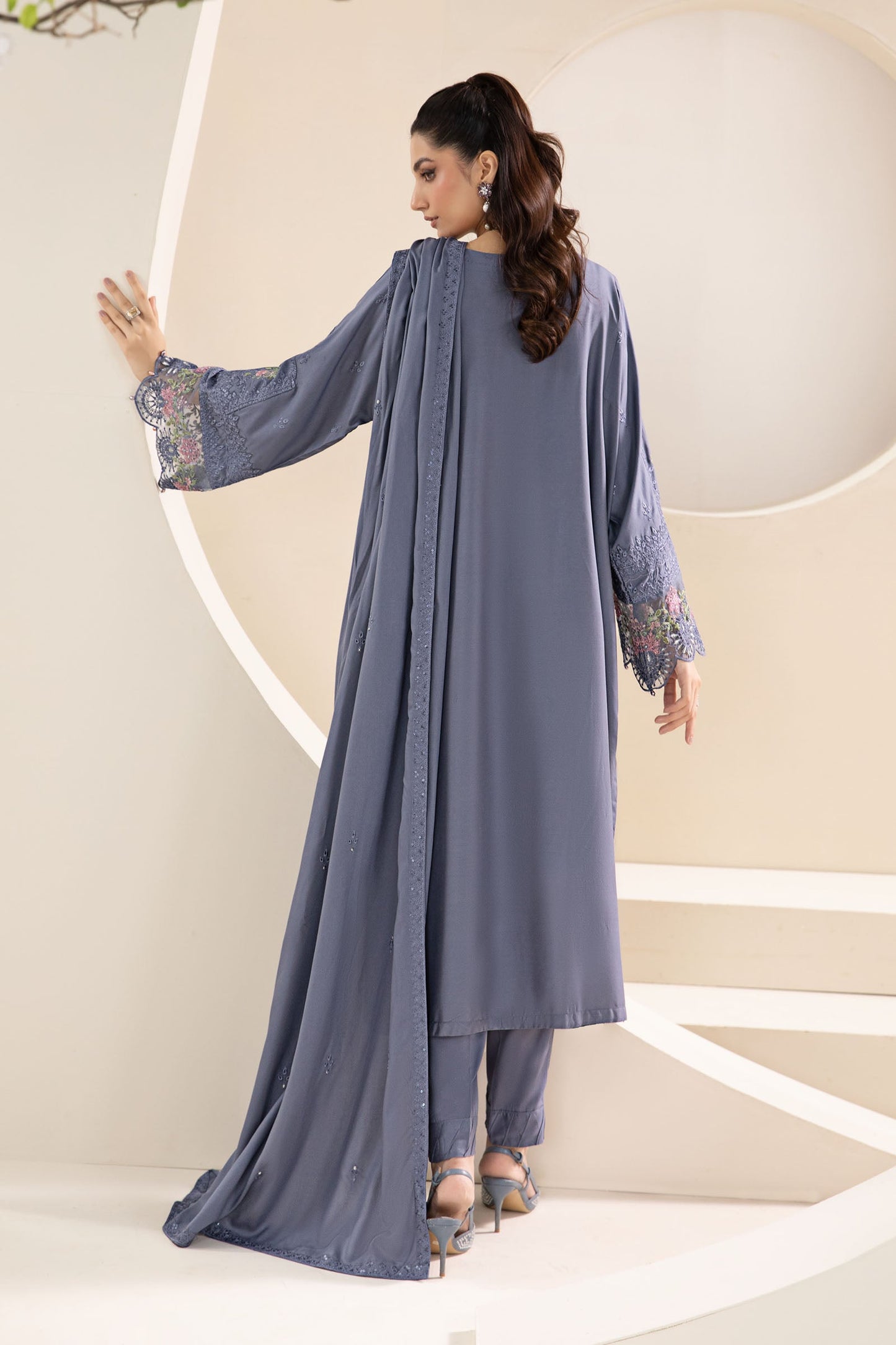 3 Piece Embroidered Linen Suit