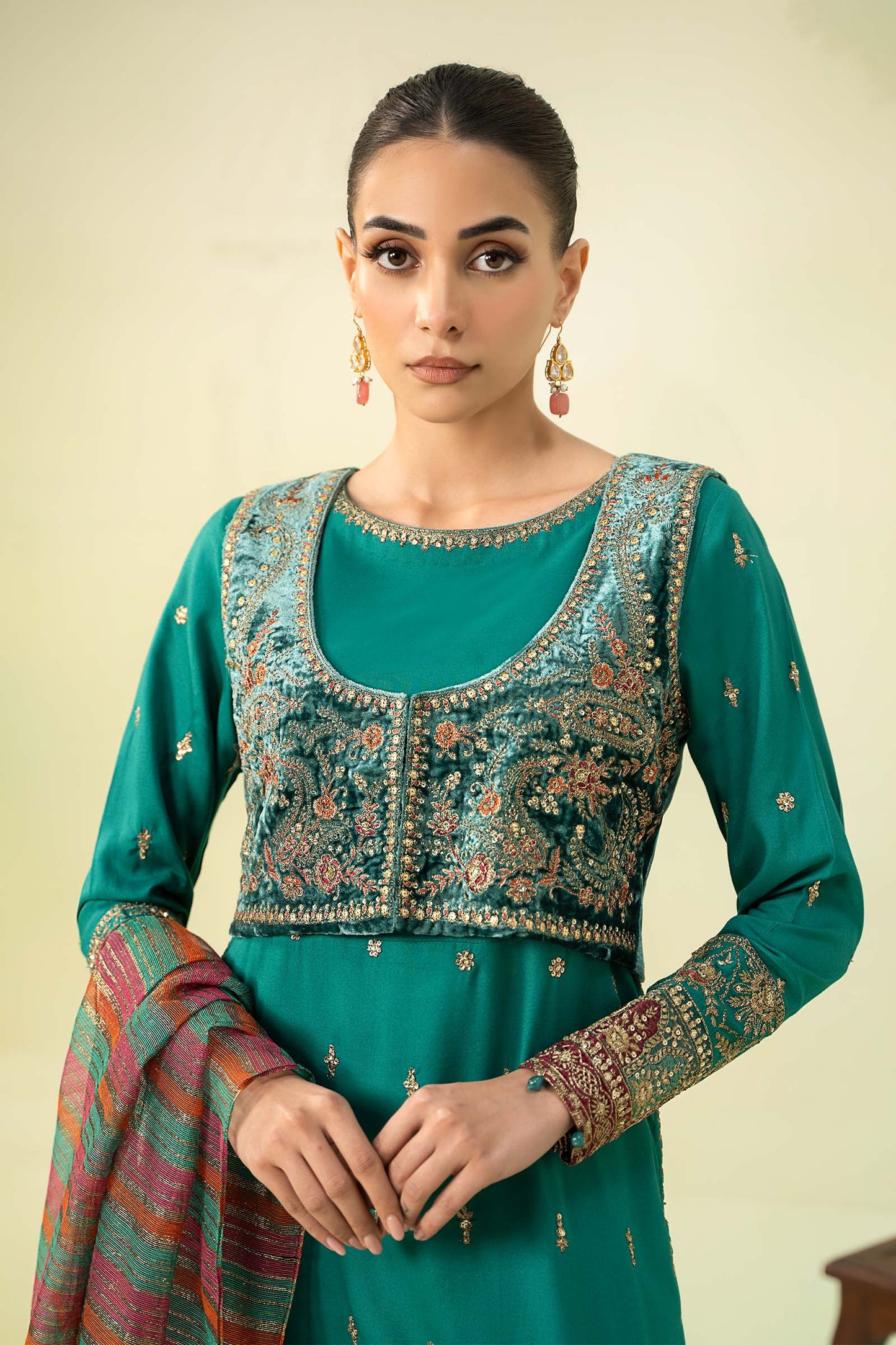 3 Piece Embroidered Linen Suit