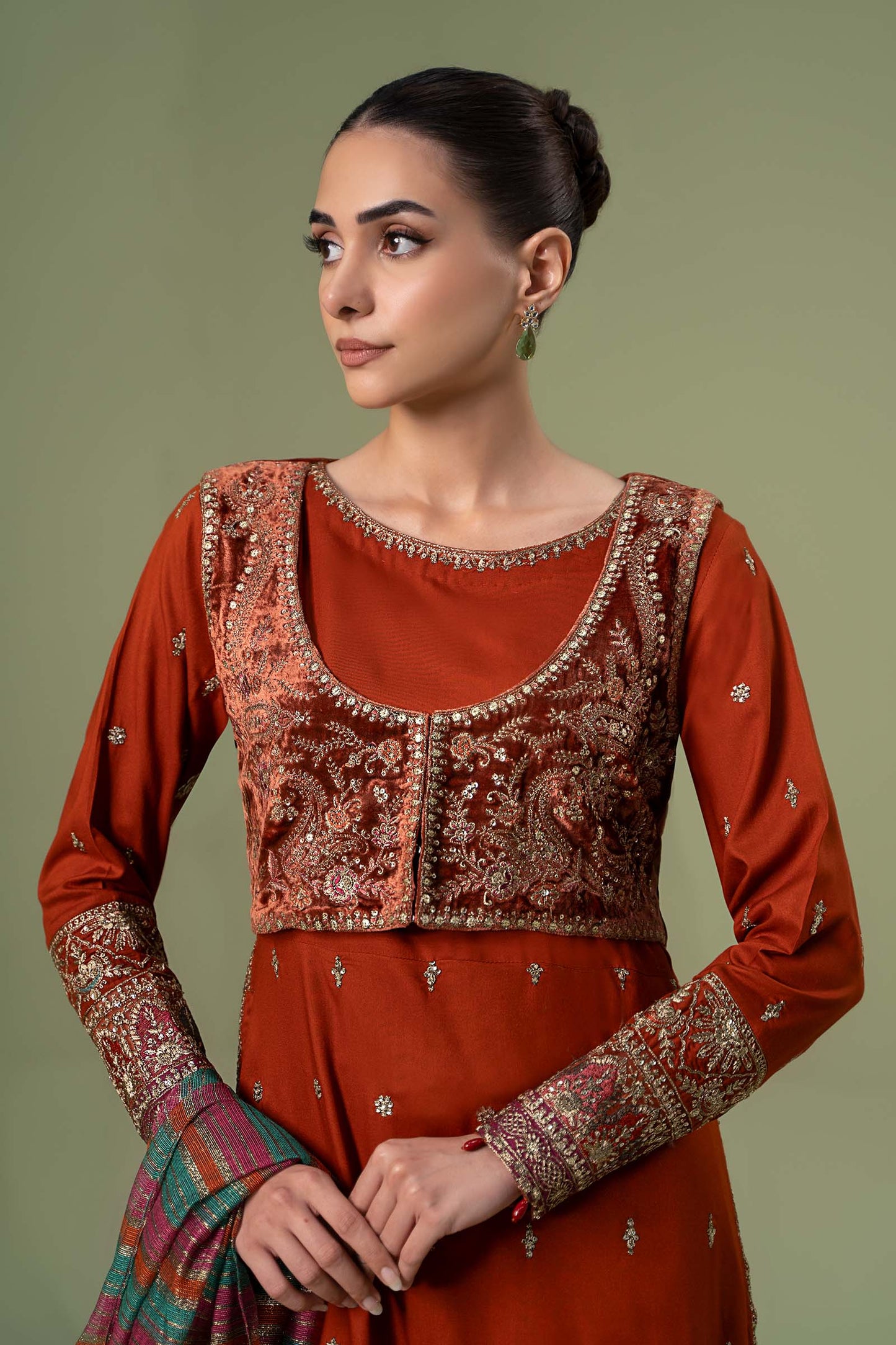3 Piece Embroidered Linen Suit
