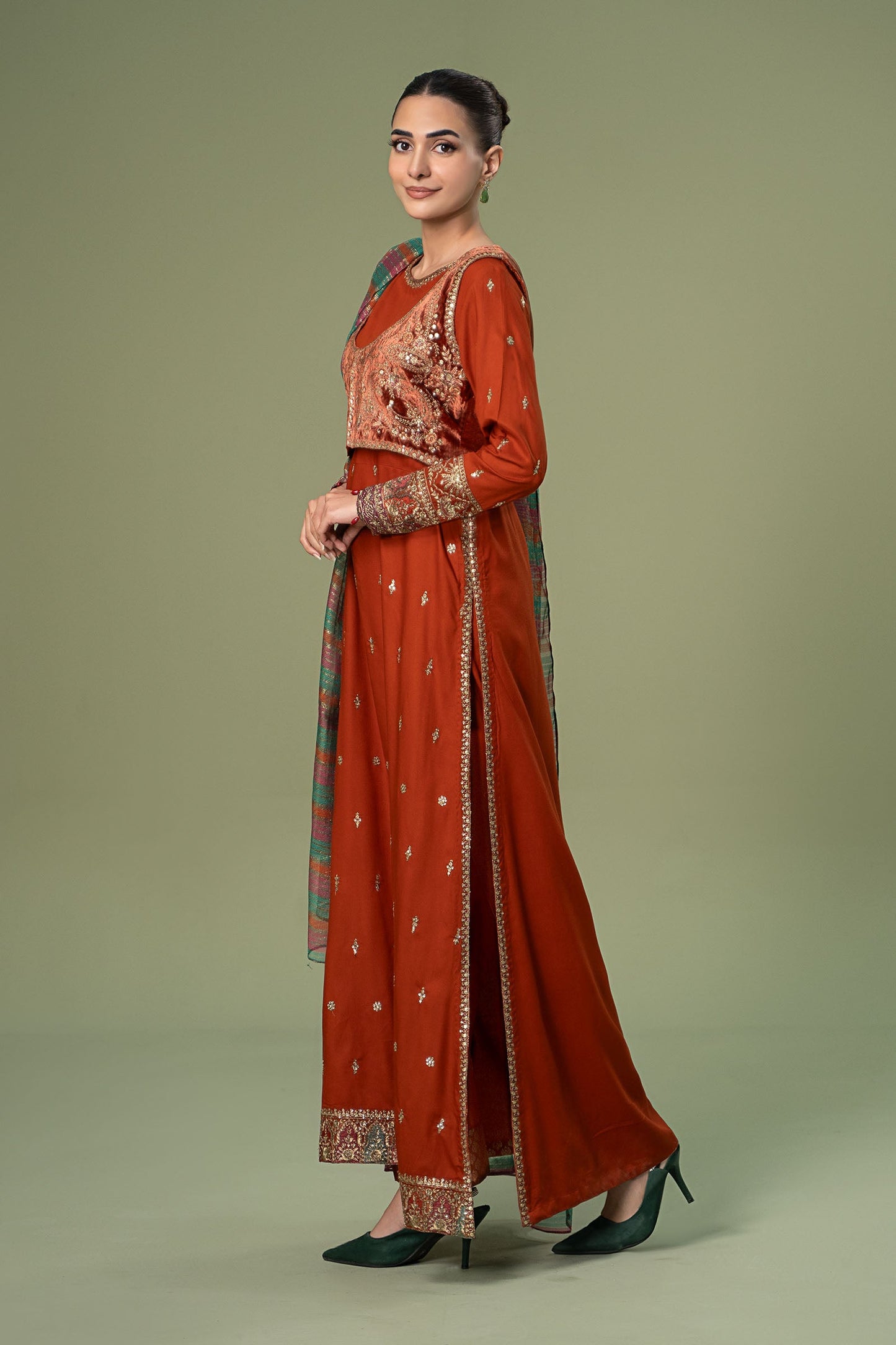 3 Piece Embroidered Linen Suit