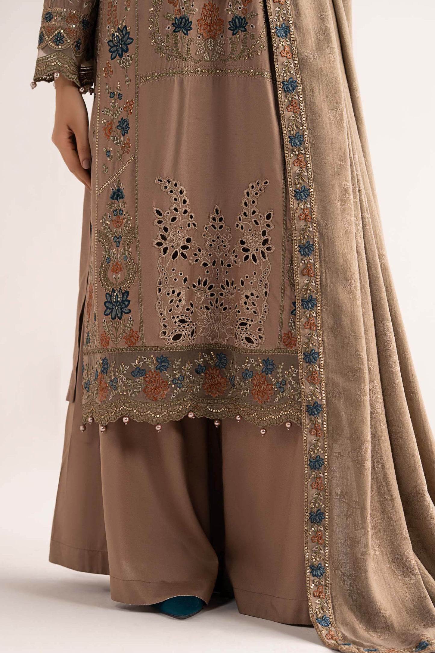 3 Piece Embroidered Linen Suit