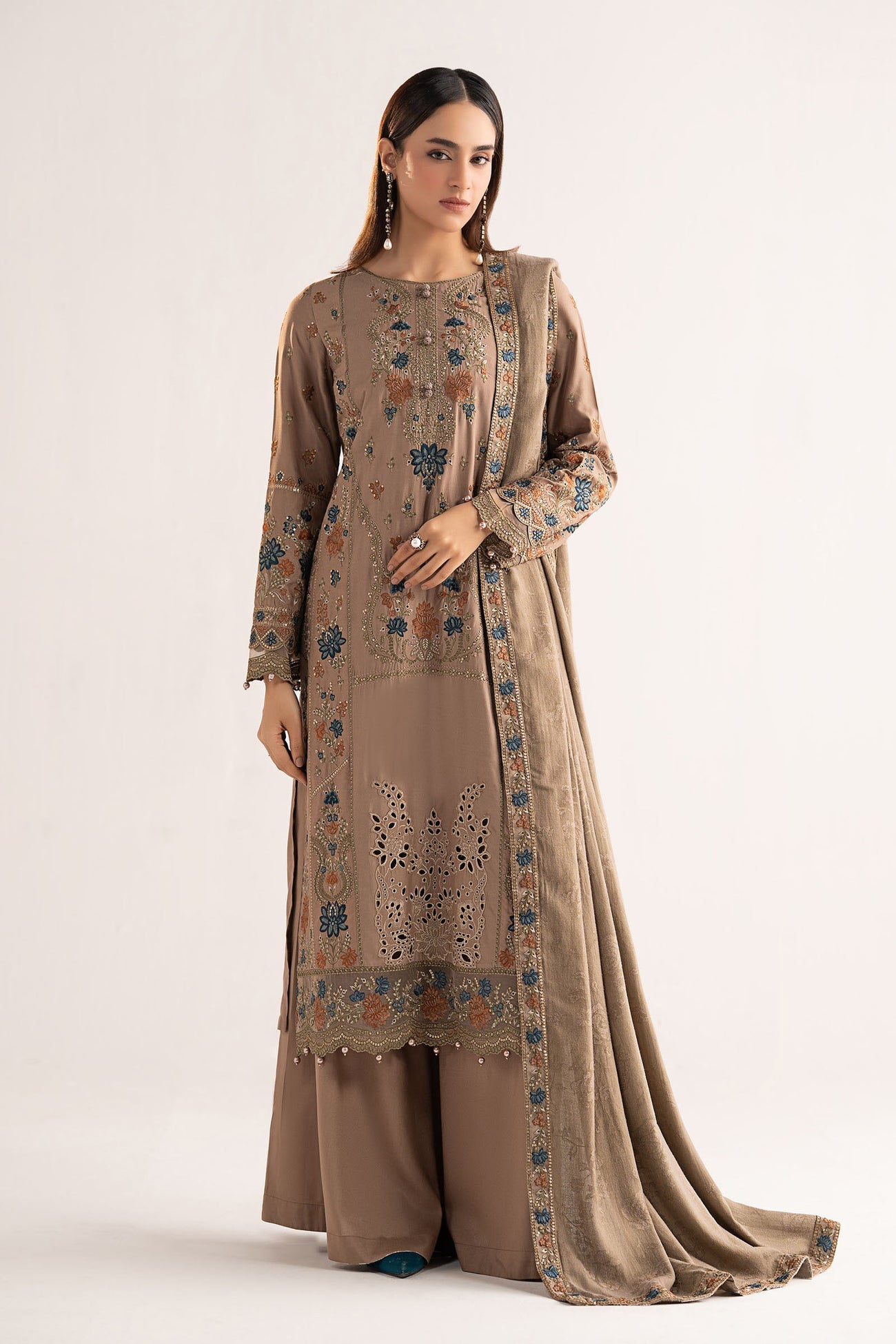 3 Piece Embroidered Linen Suit