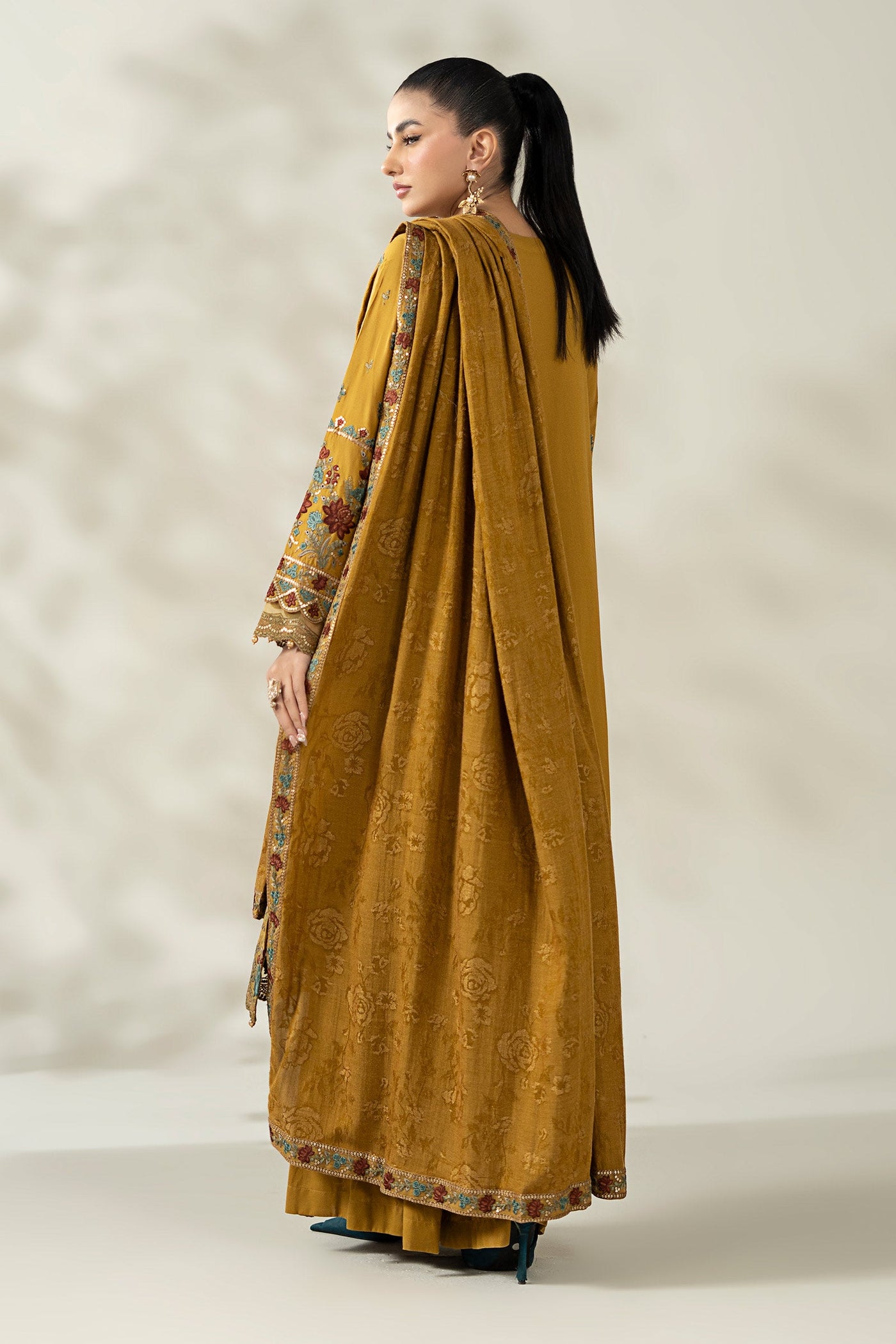 3 Piece Embroidered Linen Suit
