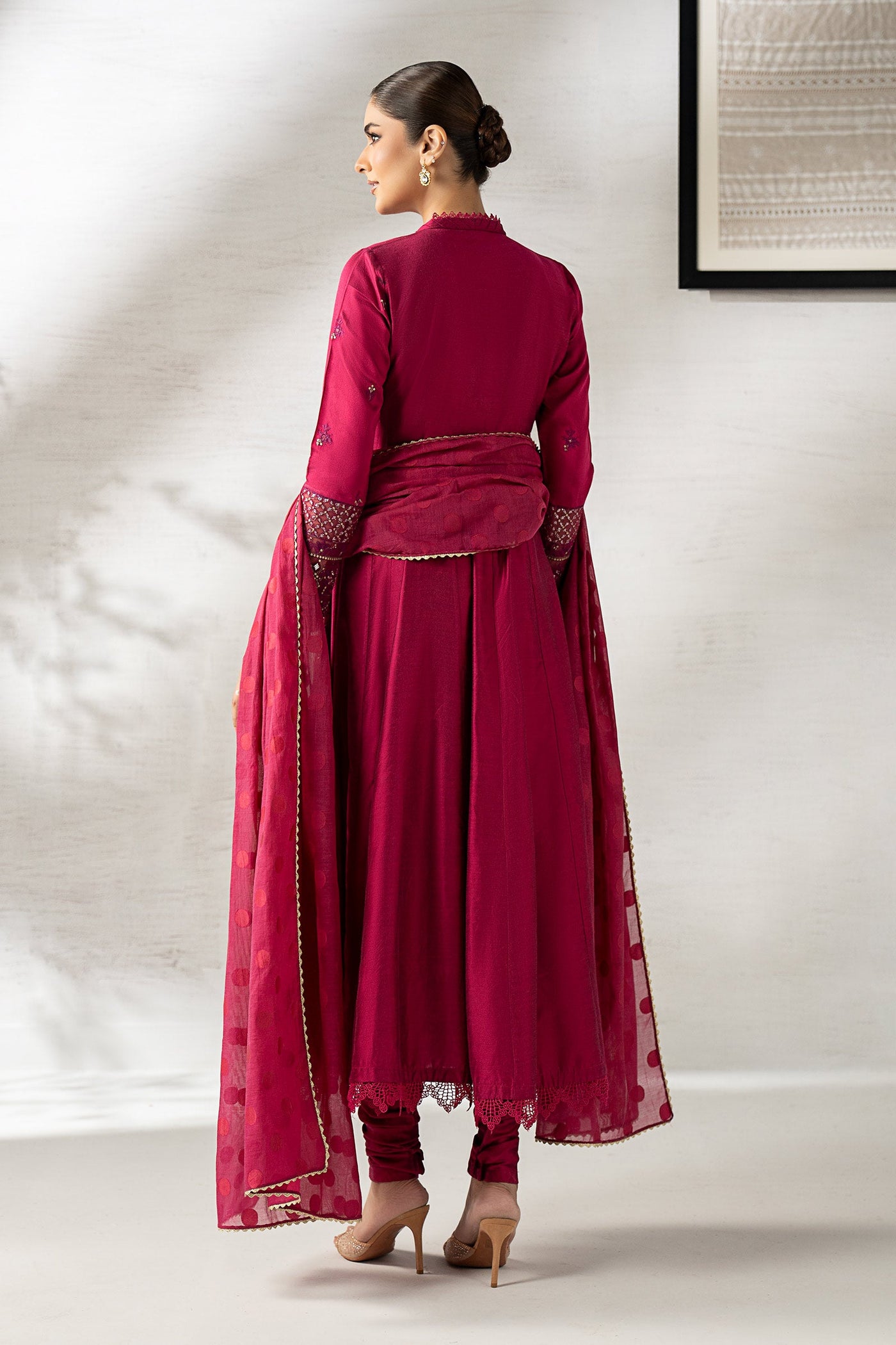 3 Piece Embroidered Staple Raw Silk Suit