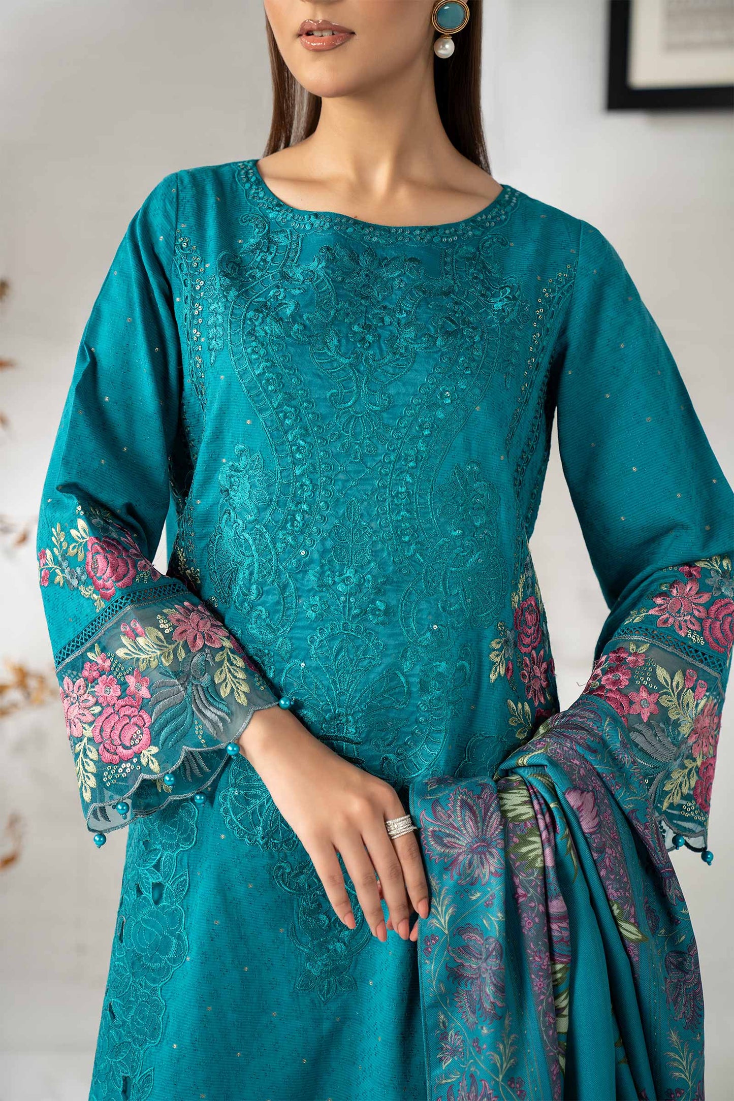 3 Piece Embroidered Viscose Suit