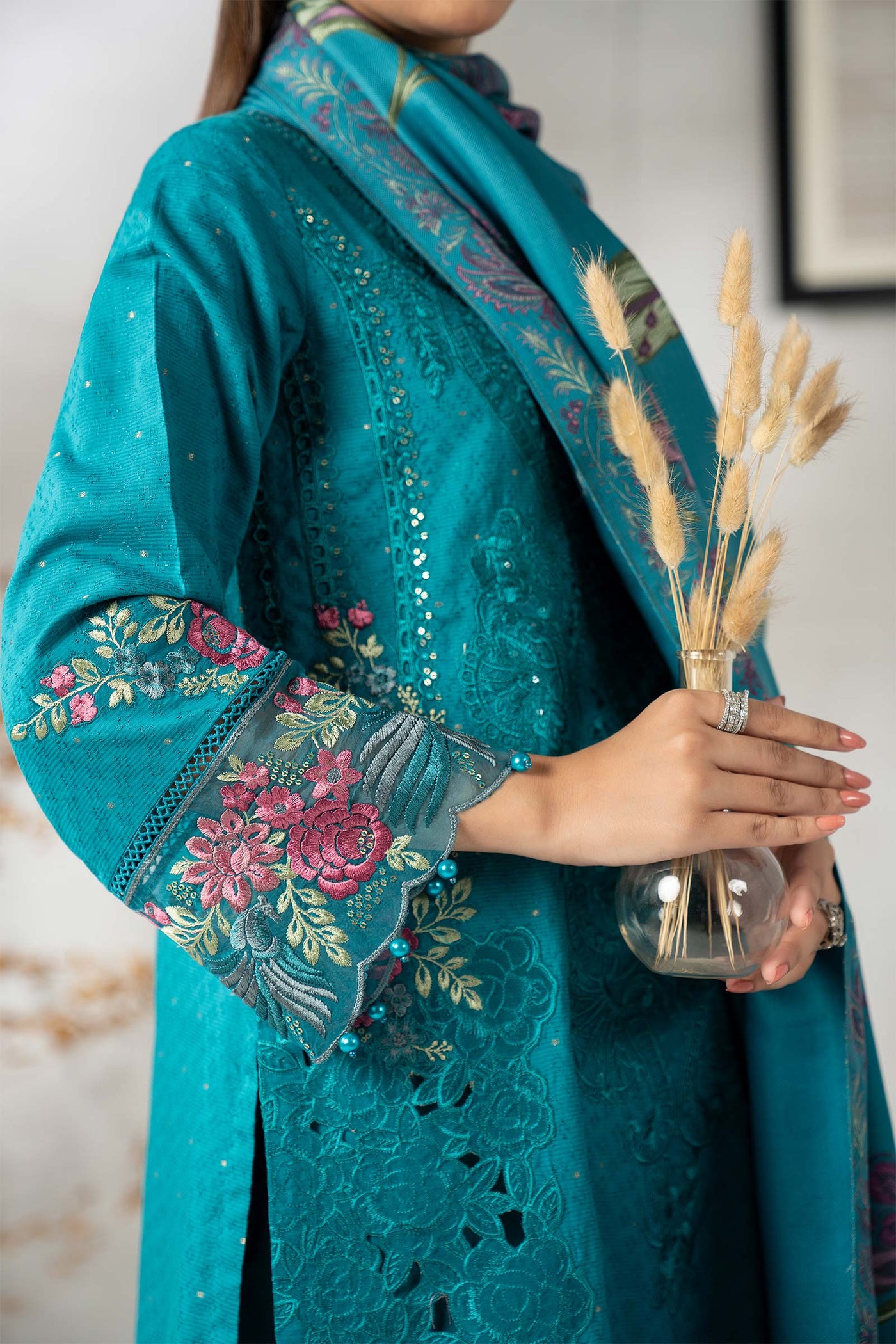 3 Piece Embroidered Viscose Suit