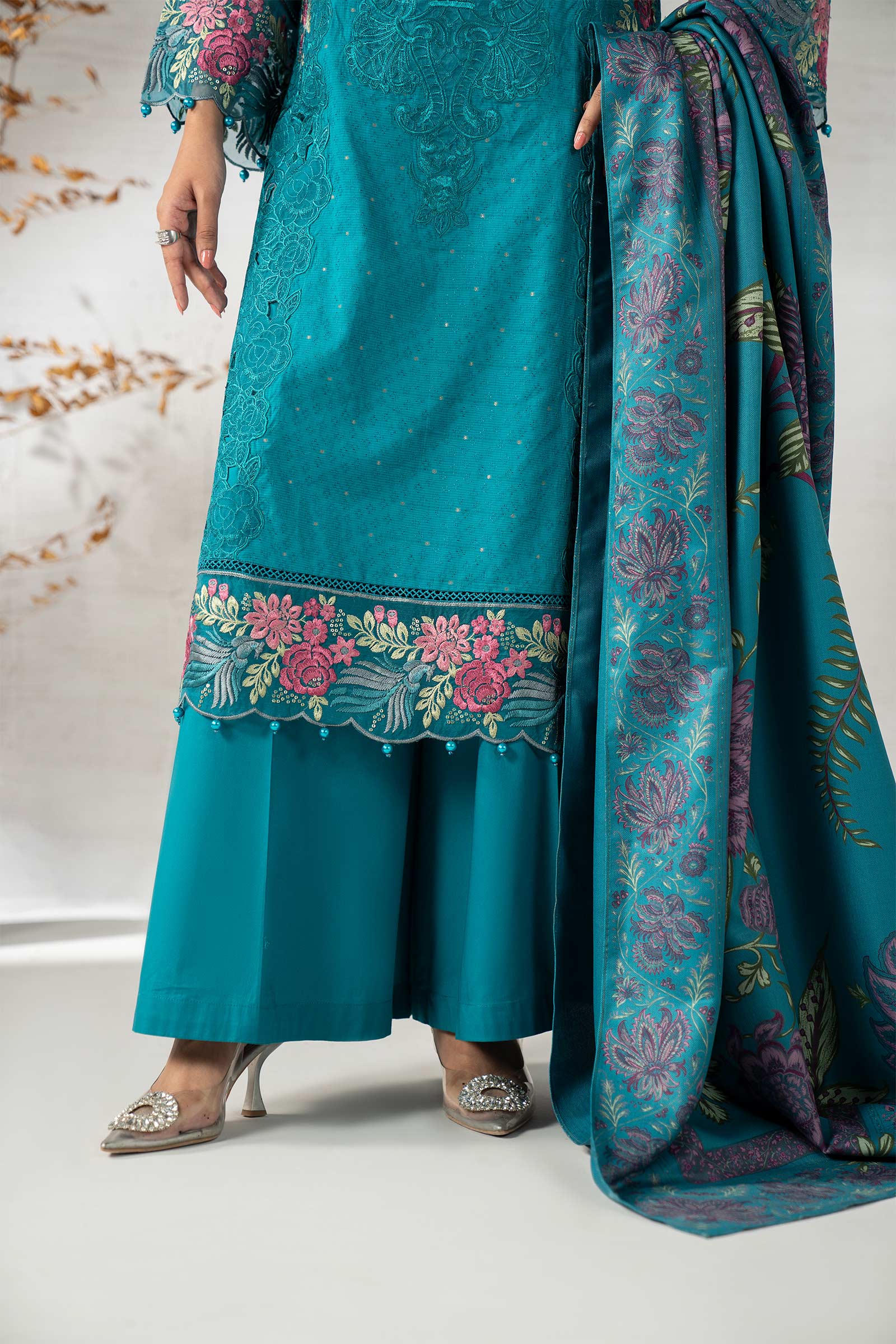 3 Piece Embroidered Viscose Suit