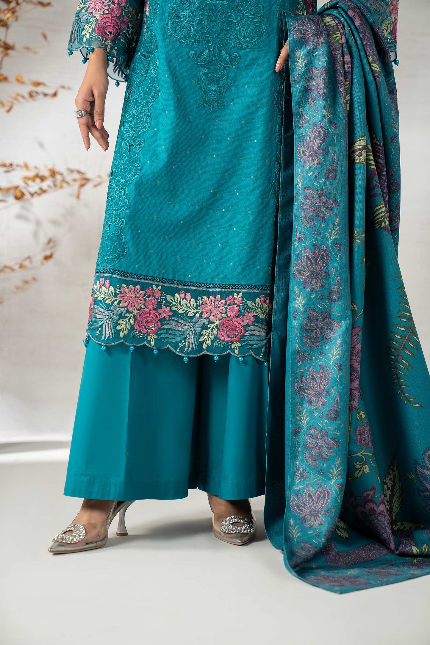 3 Piece Embroidered Viscose Suit