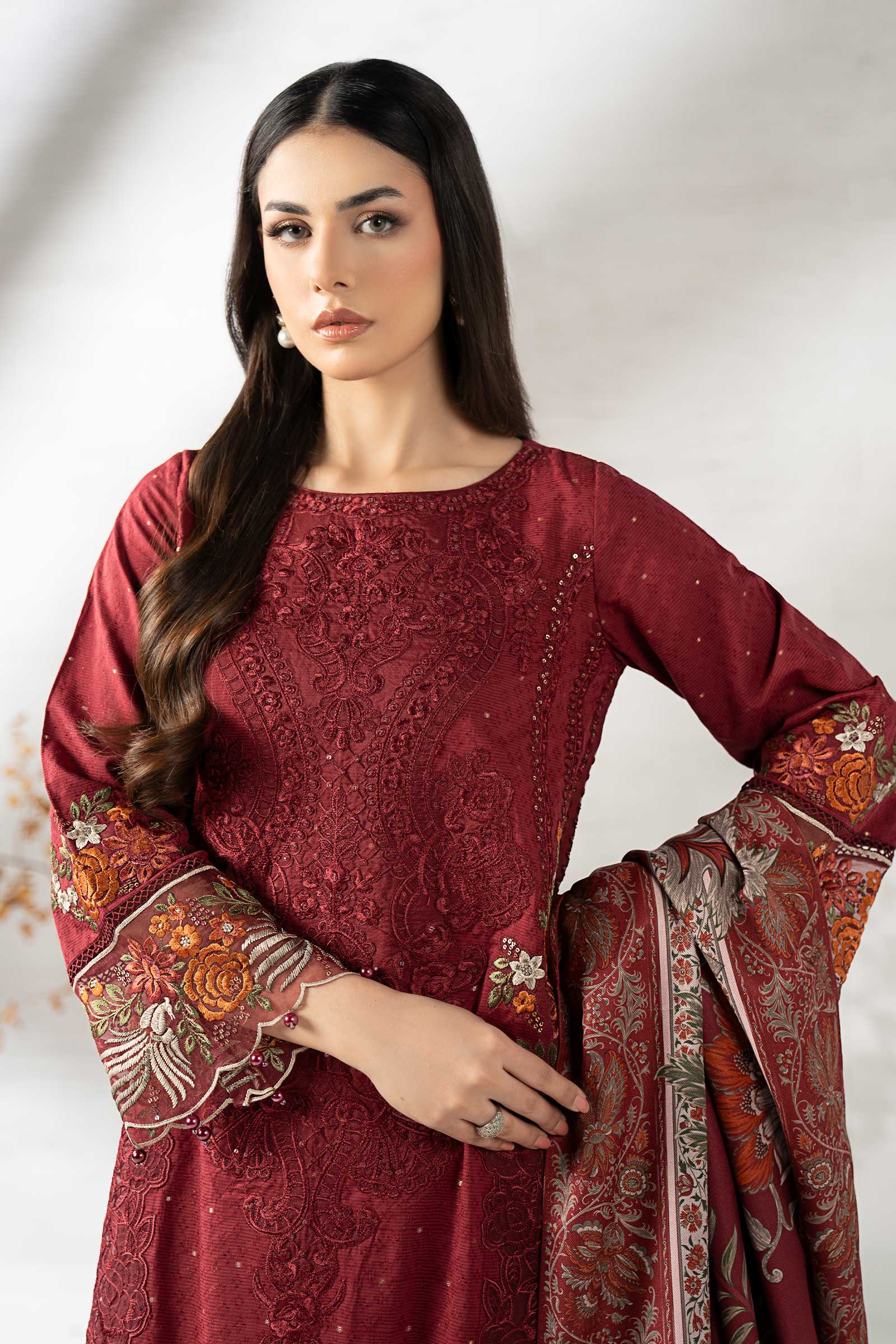 3 Piece Embroidered Viscose Suit