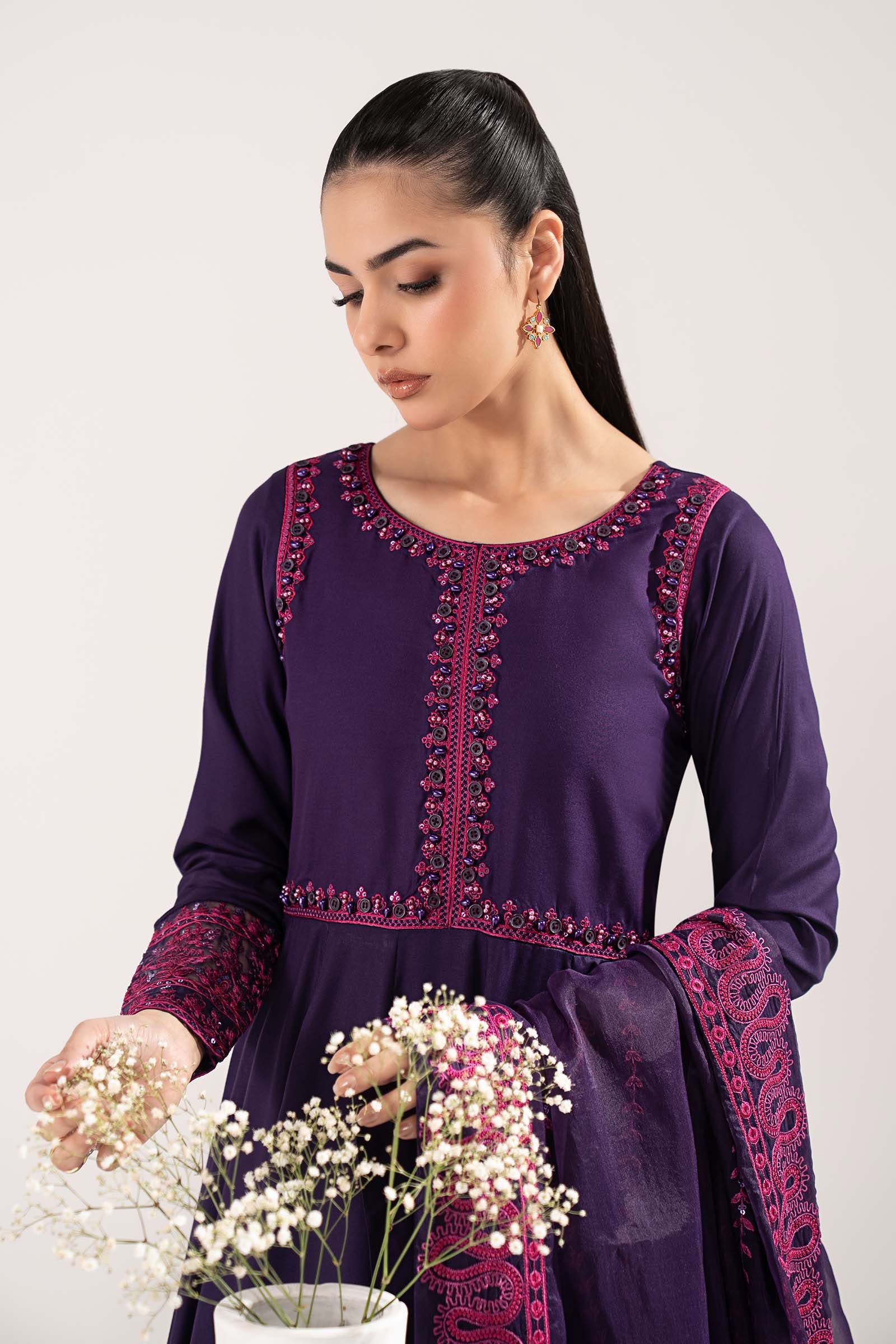 3 Piece Embroidered Linen Suit