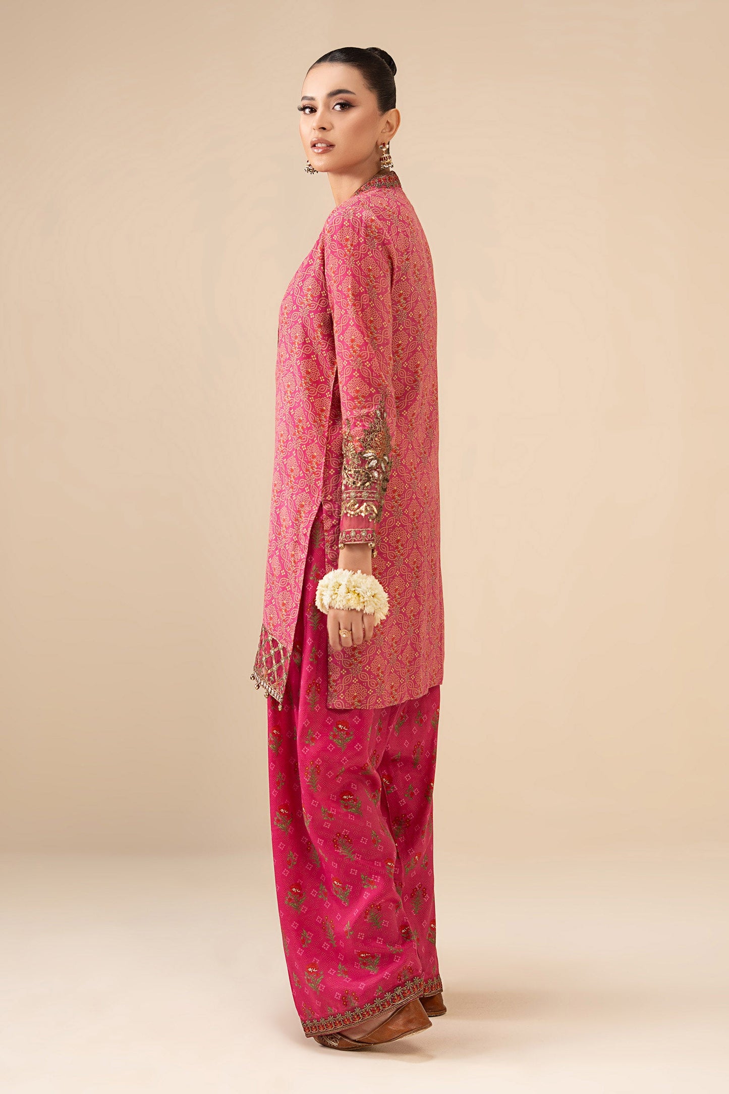 2 Piece Embroidered Raw Silk Suit