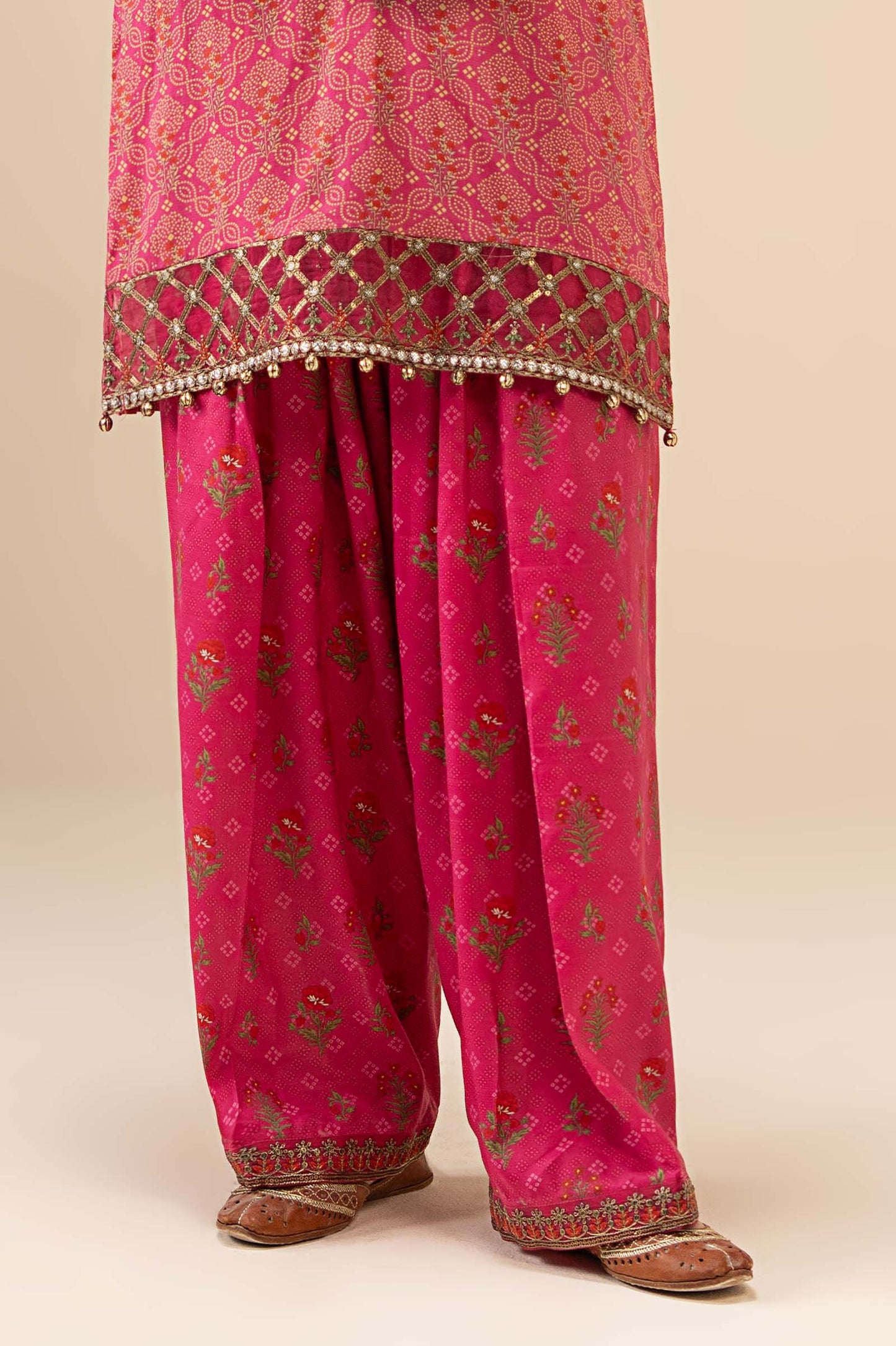 2 Piece Embroidered Raw Silk Suit