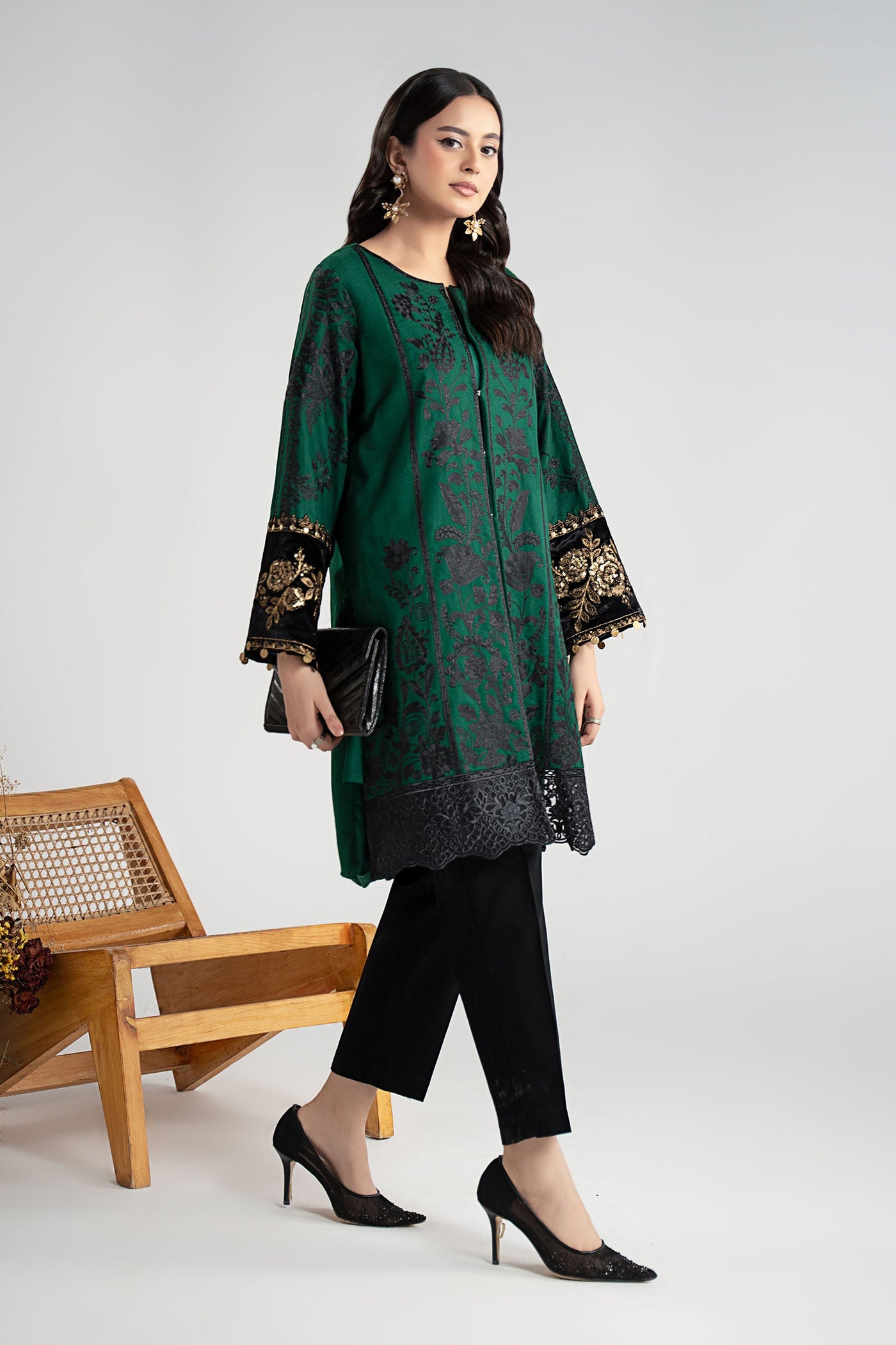 3 Piece Embroidered Cotton Dobby Suit