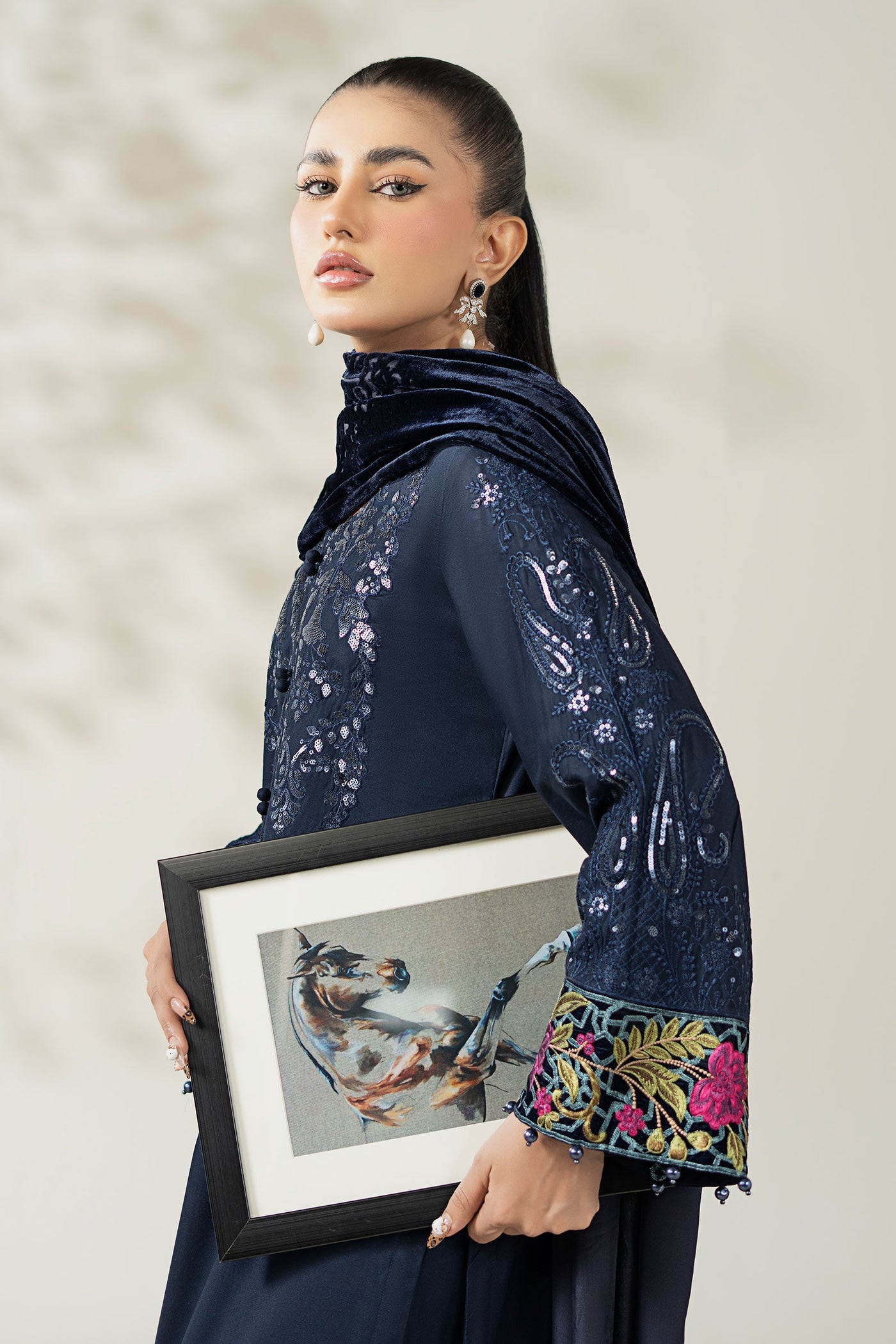 3 Piece Embroidered Linen Suit